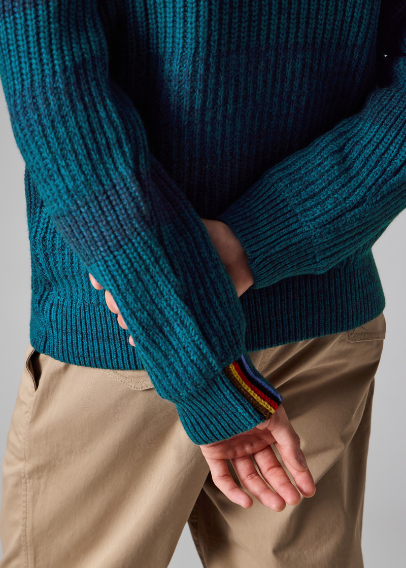 Paul Smith loves Barbour - Rosette Blue Saddle Crew Neck Sweater 9