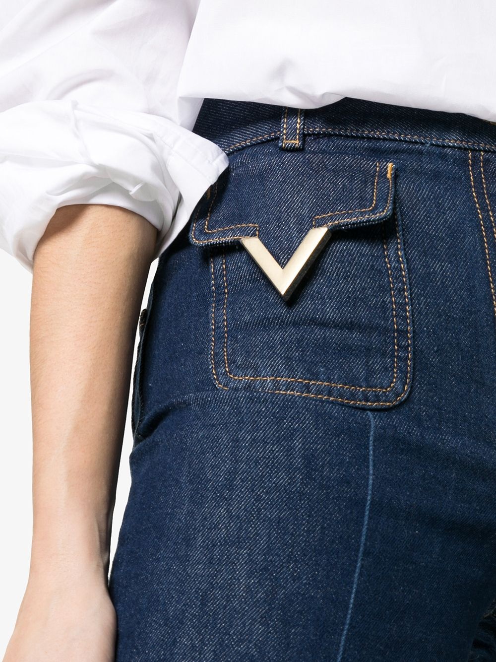 V detail front pocket jeans  - 5