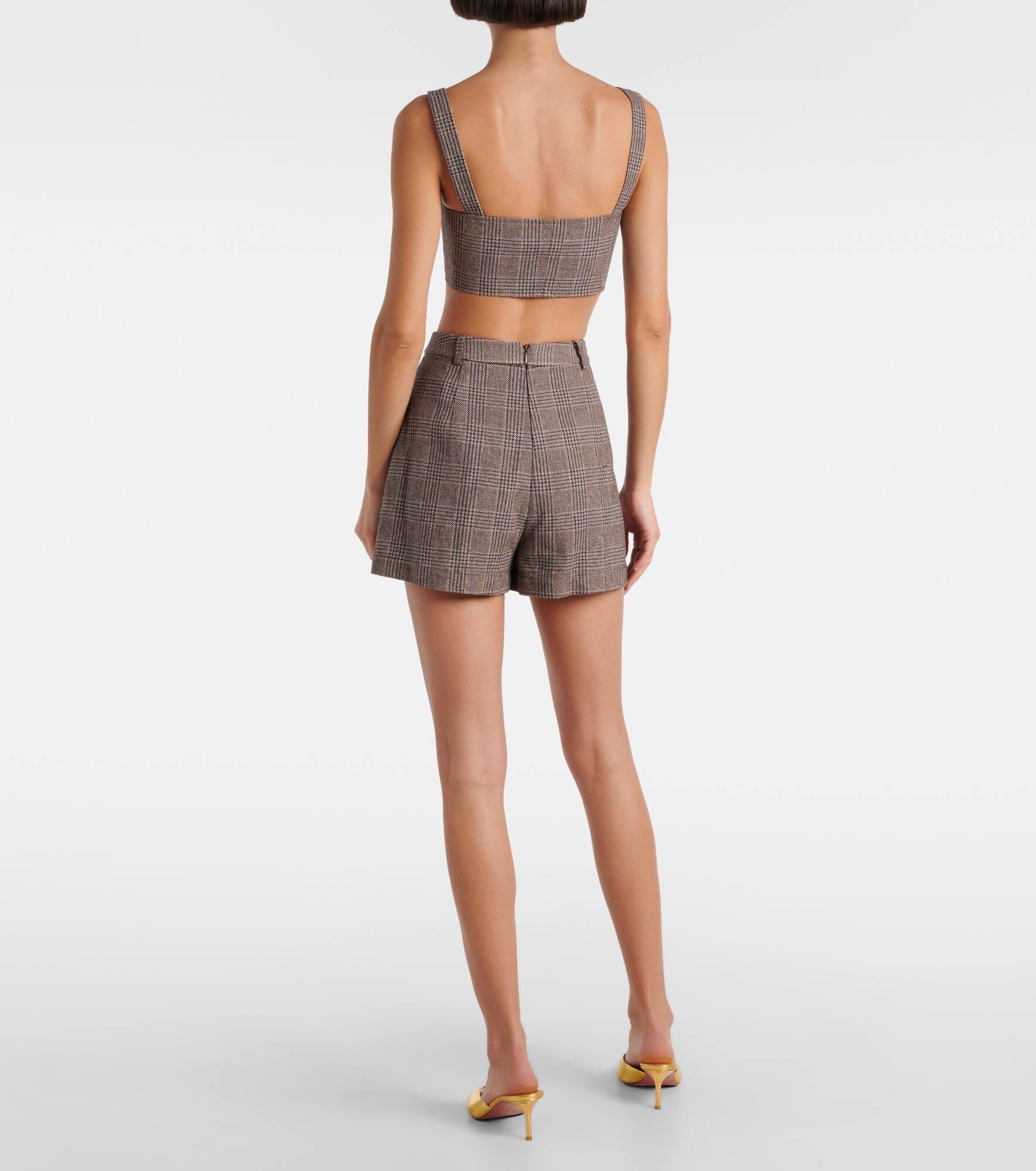 Checked cotton and linen miniskirt - 3