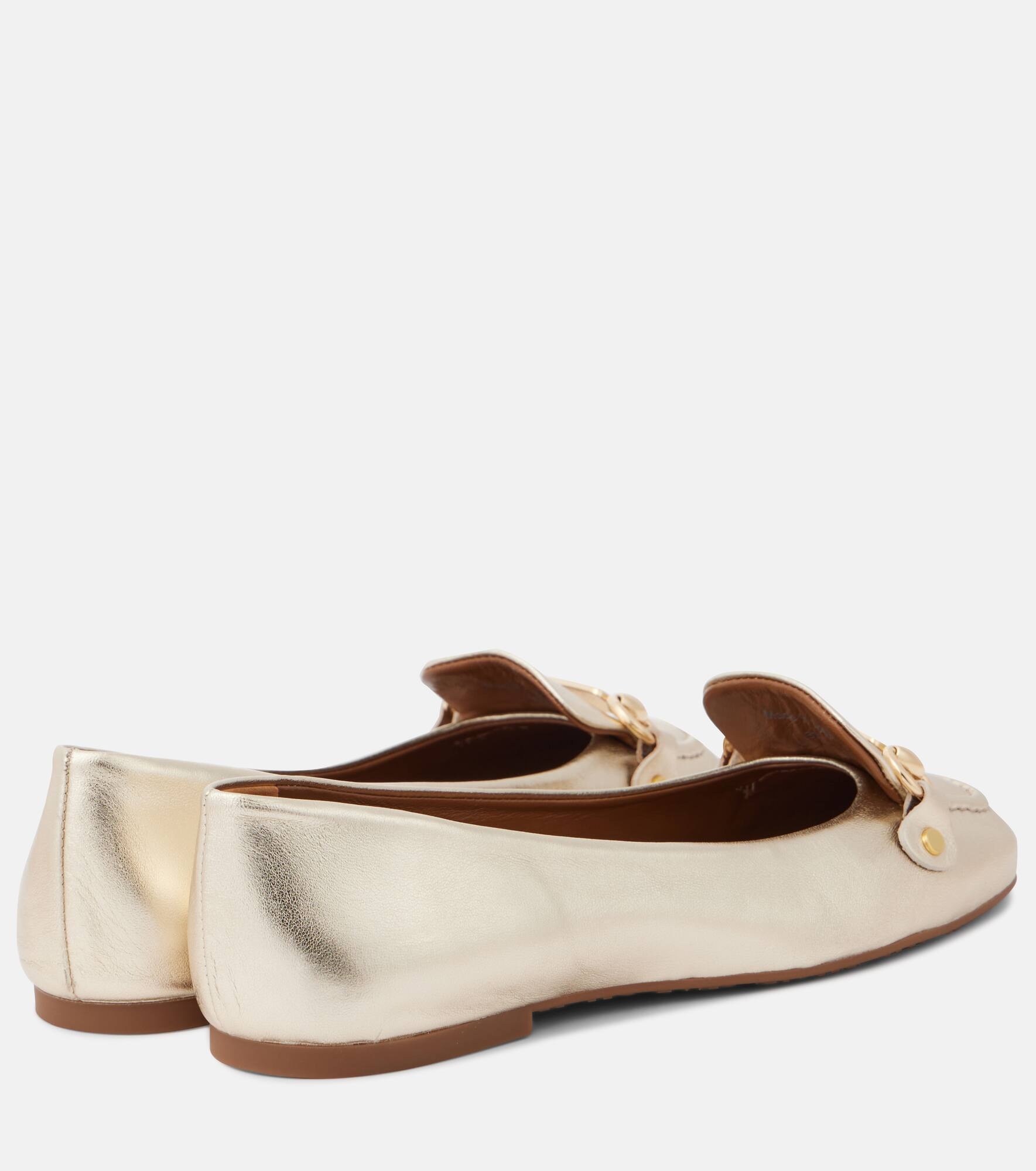 Signature metallic leather ballet flats - 3
