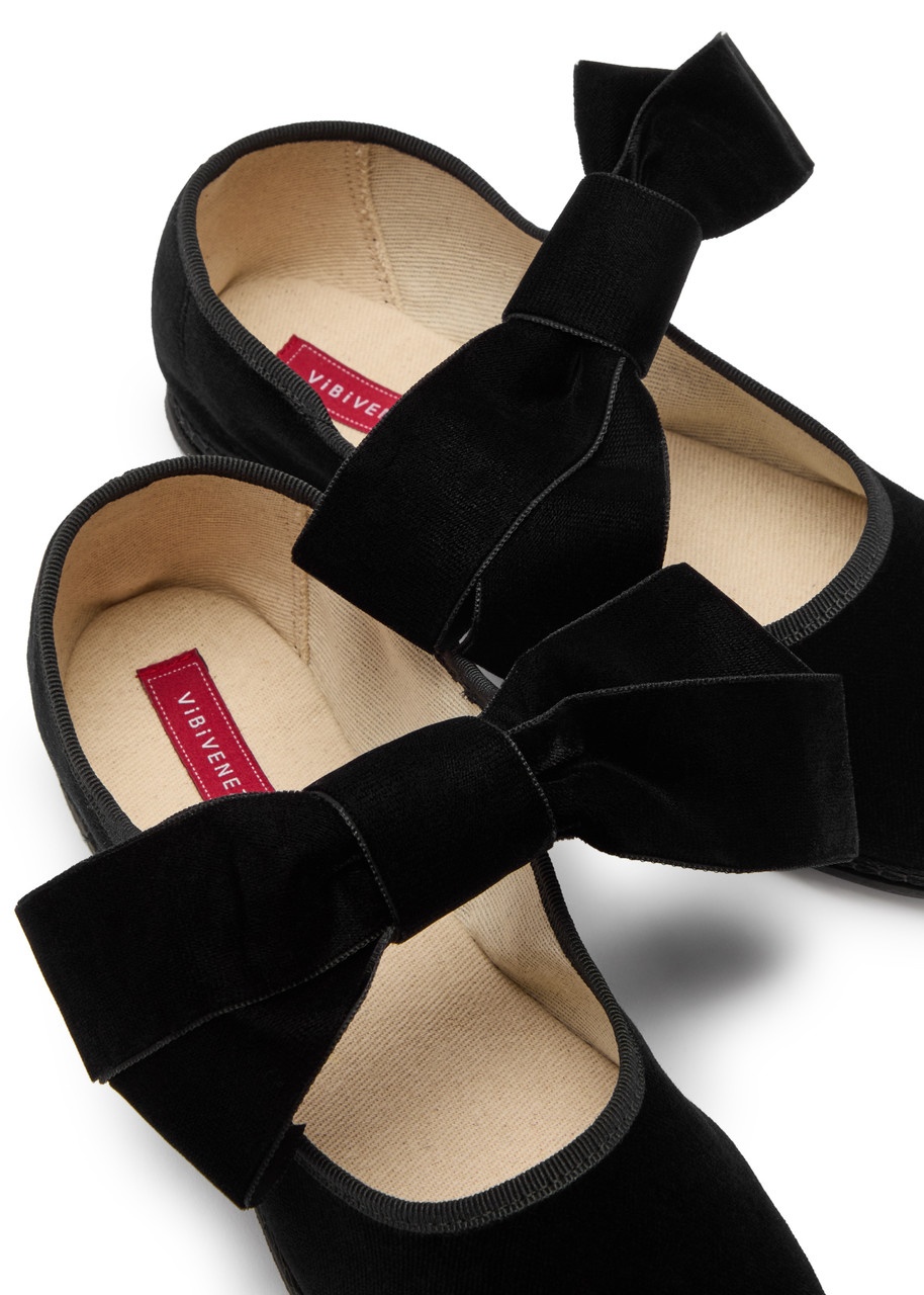Vibi Venezia Bow Velvet Mary Jane Flats - 4