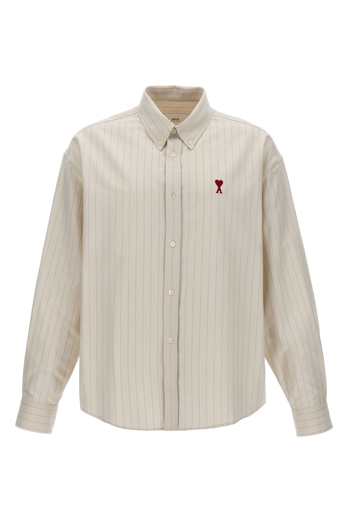 Logo embroidery striped shirt - 1