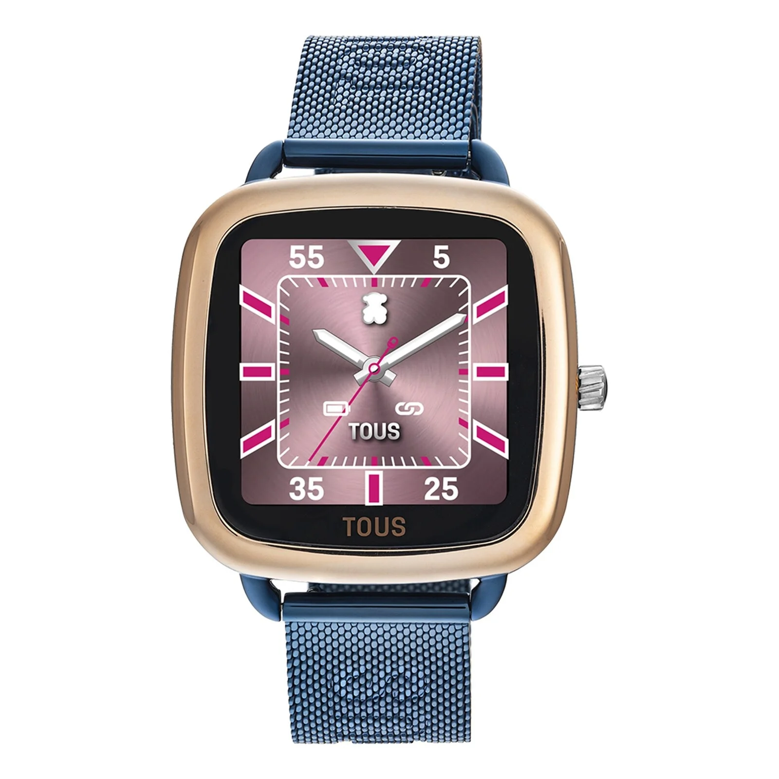 D-Connect pink IPRG steel Smartwatch with blue IP steel bracelet - 1