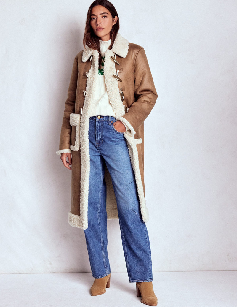 Borg Duffle Coat-Camel, Natural Borg 5