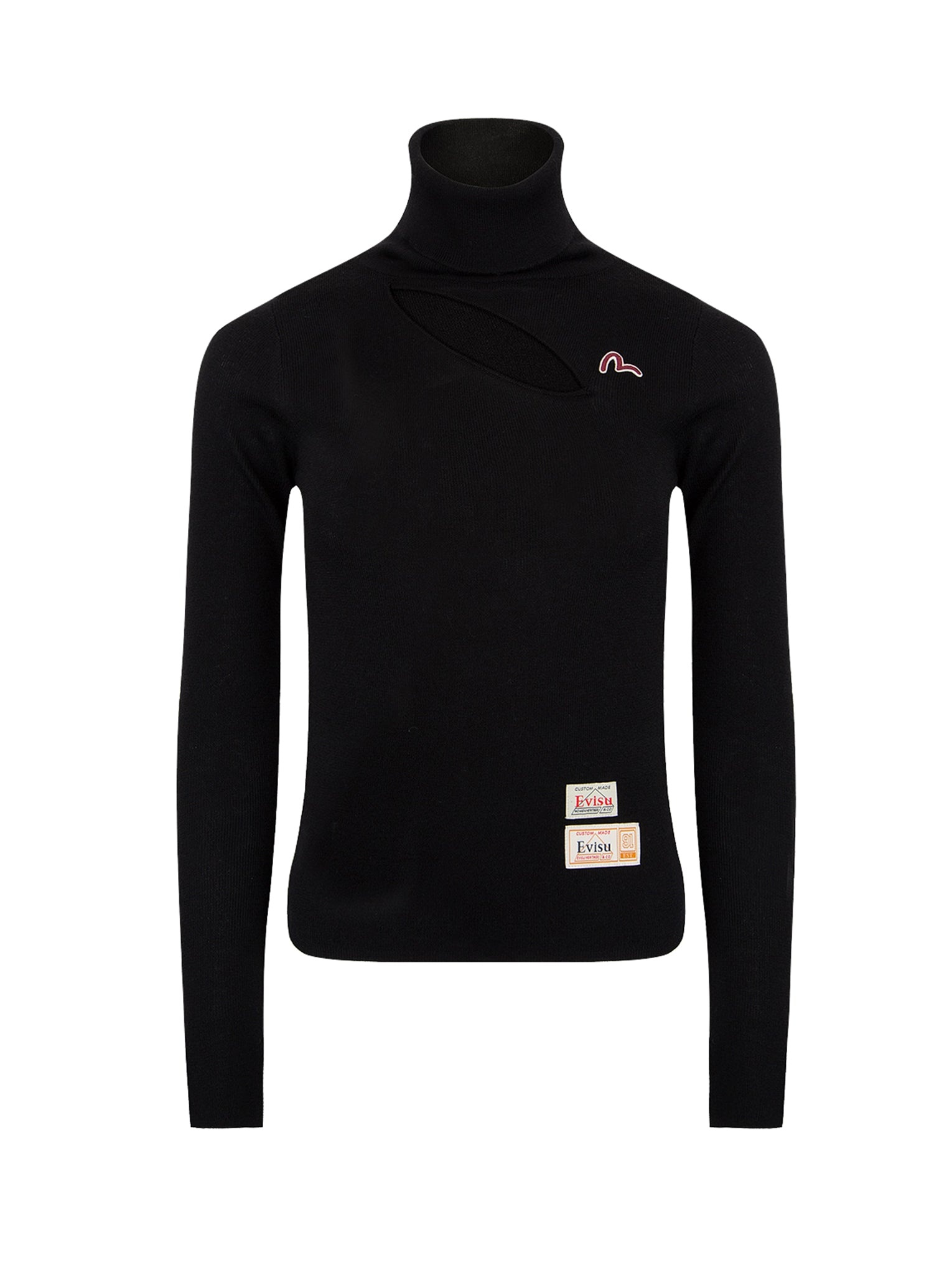 Cut-out Rib-Knitted Turtleneck Sweater - 11