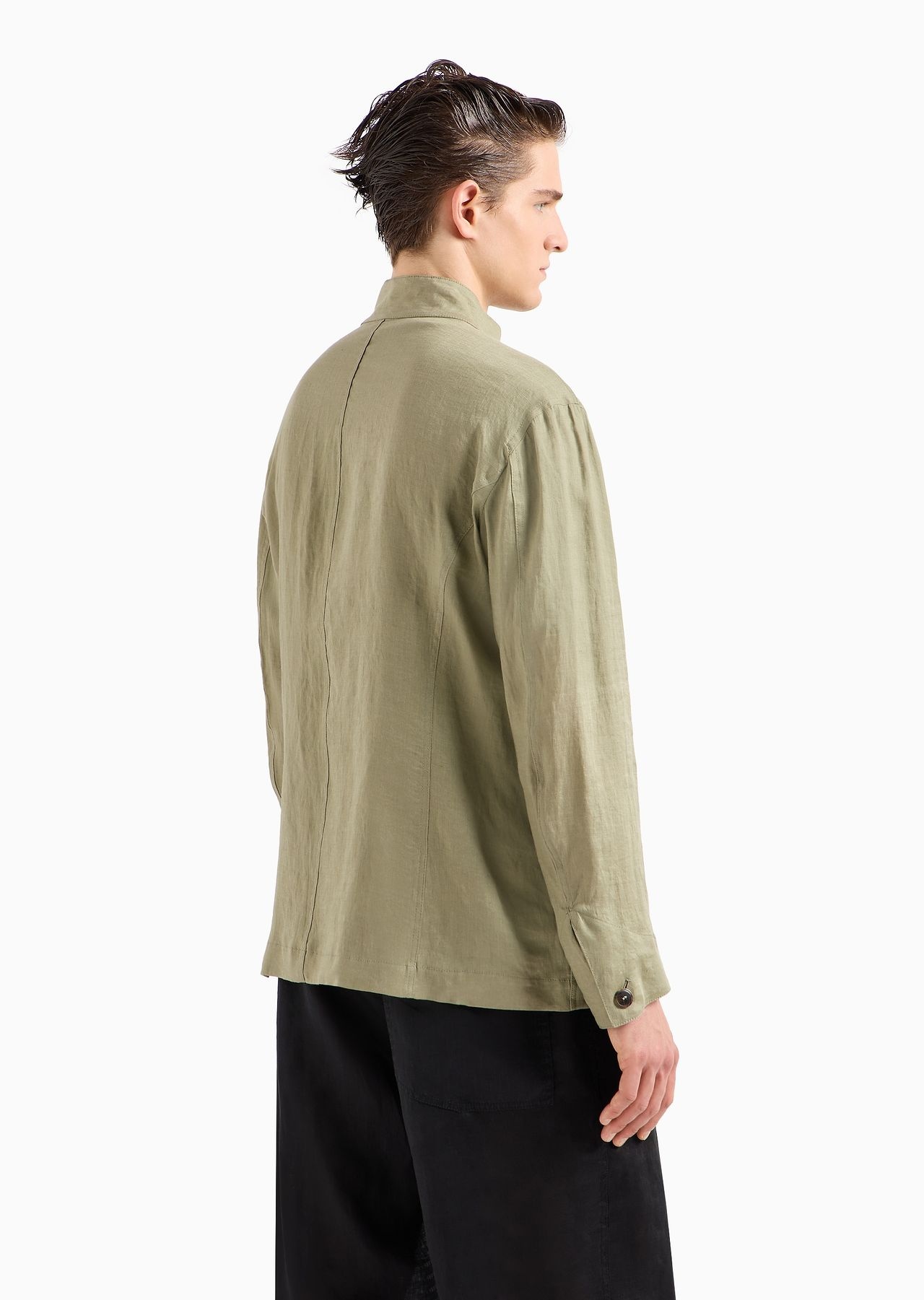 Single-breasted, linen canvas jacket - 3