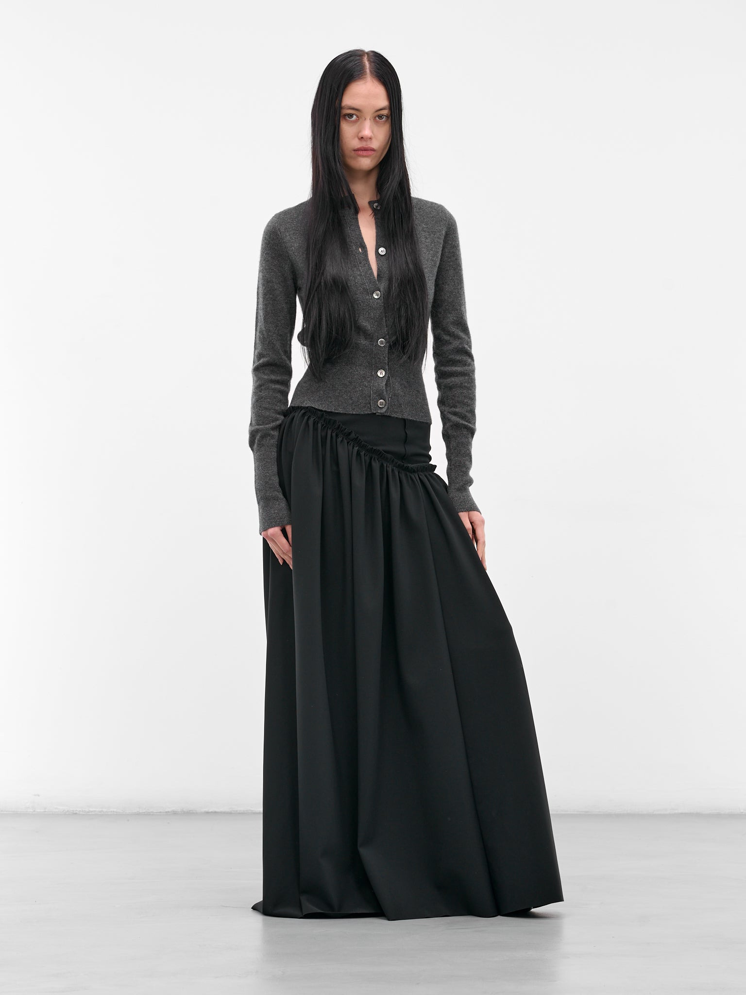 Black Asymmetric Gown Maxi Skrit - 6