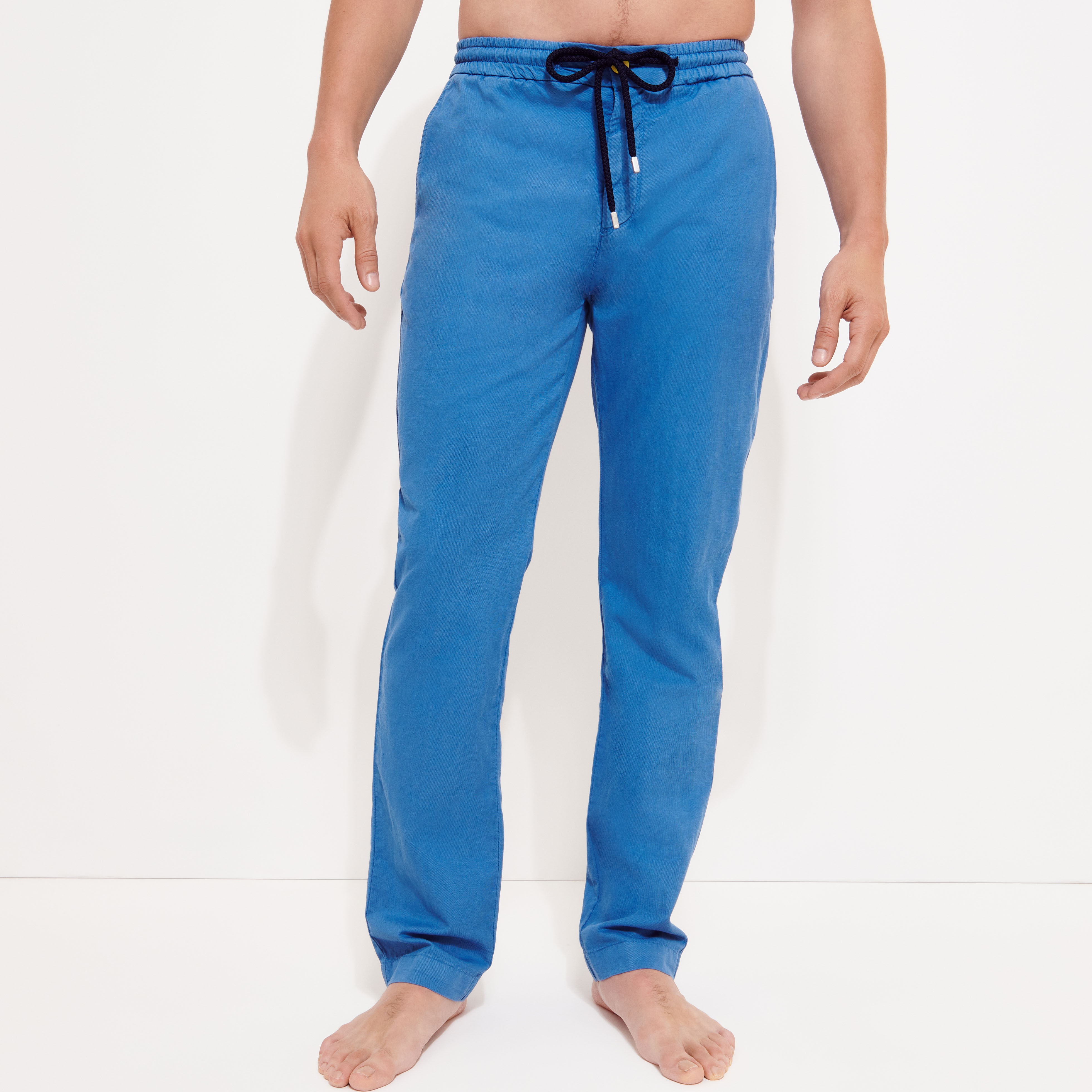 Men Cotton Linen Stretch Comfort Pants Solid - 6