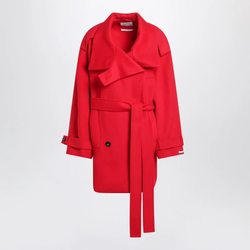 Sportmax Short Red Wool Trench Coat Women - 1