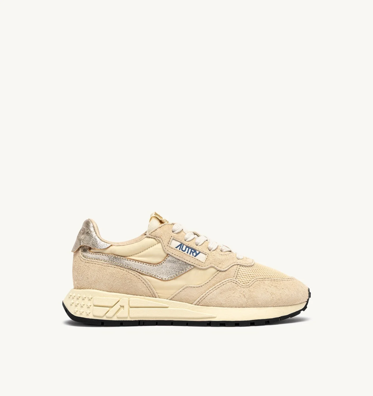 REELWIND LOW SNEAKERS IN ECRU AND PLATINUM NYLON AND SUEDE - 1