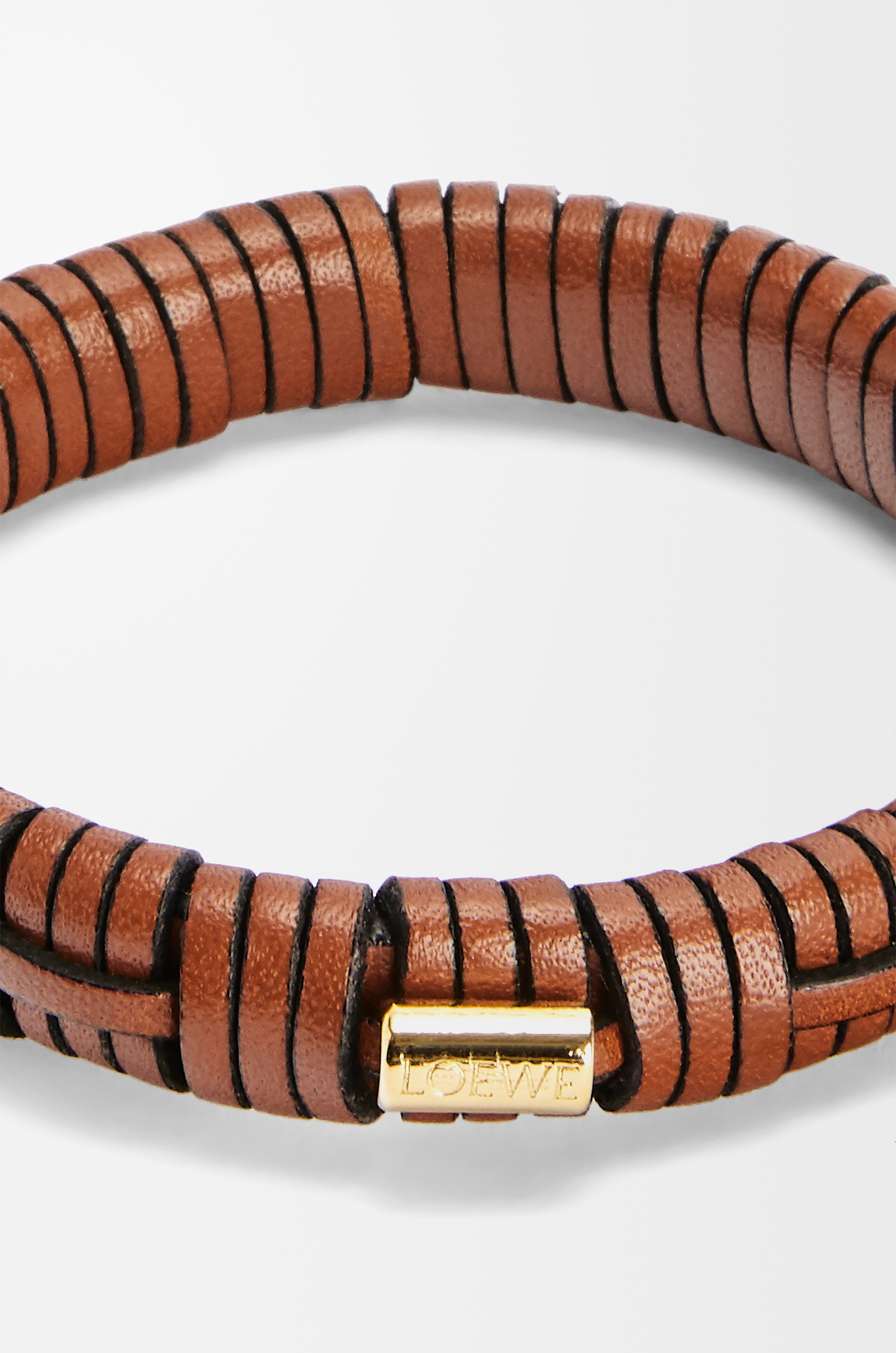 Woven bangle in brass and classic calfskin - 3