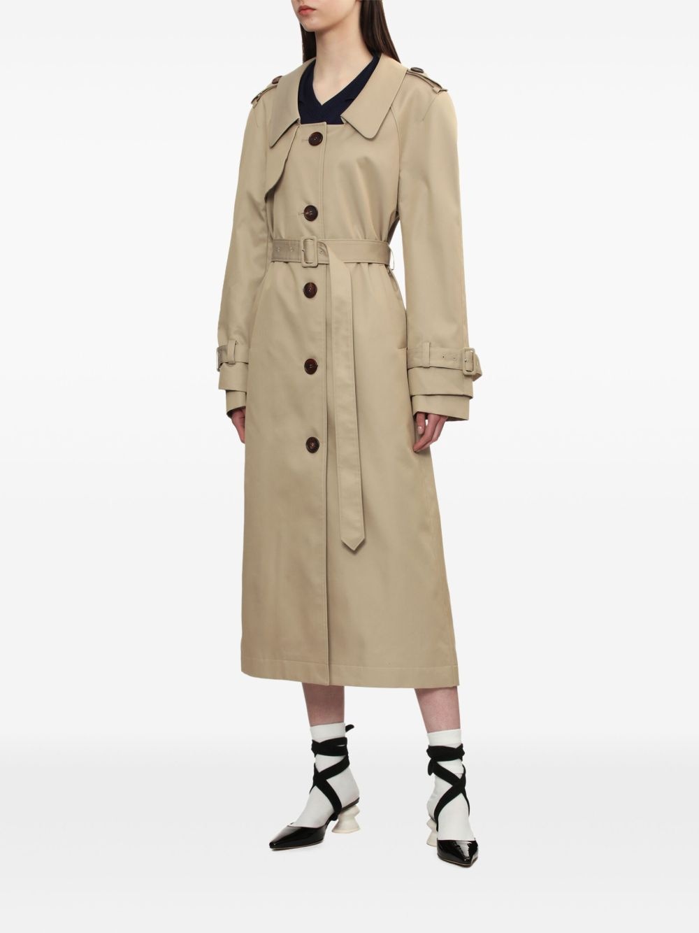button-up trench coat - 3