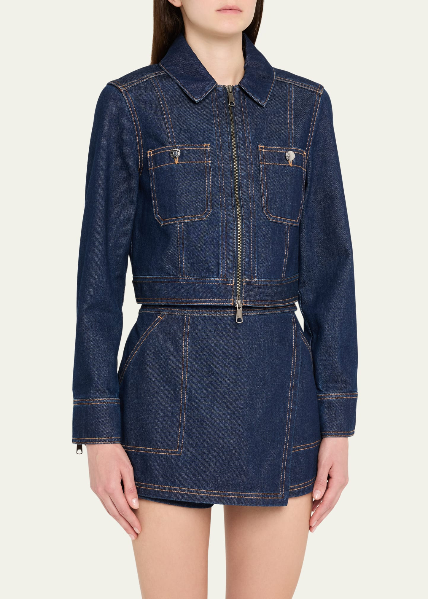 Patty Fitted Zip-Front Denim Jacket - 3
