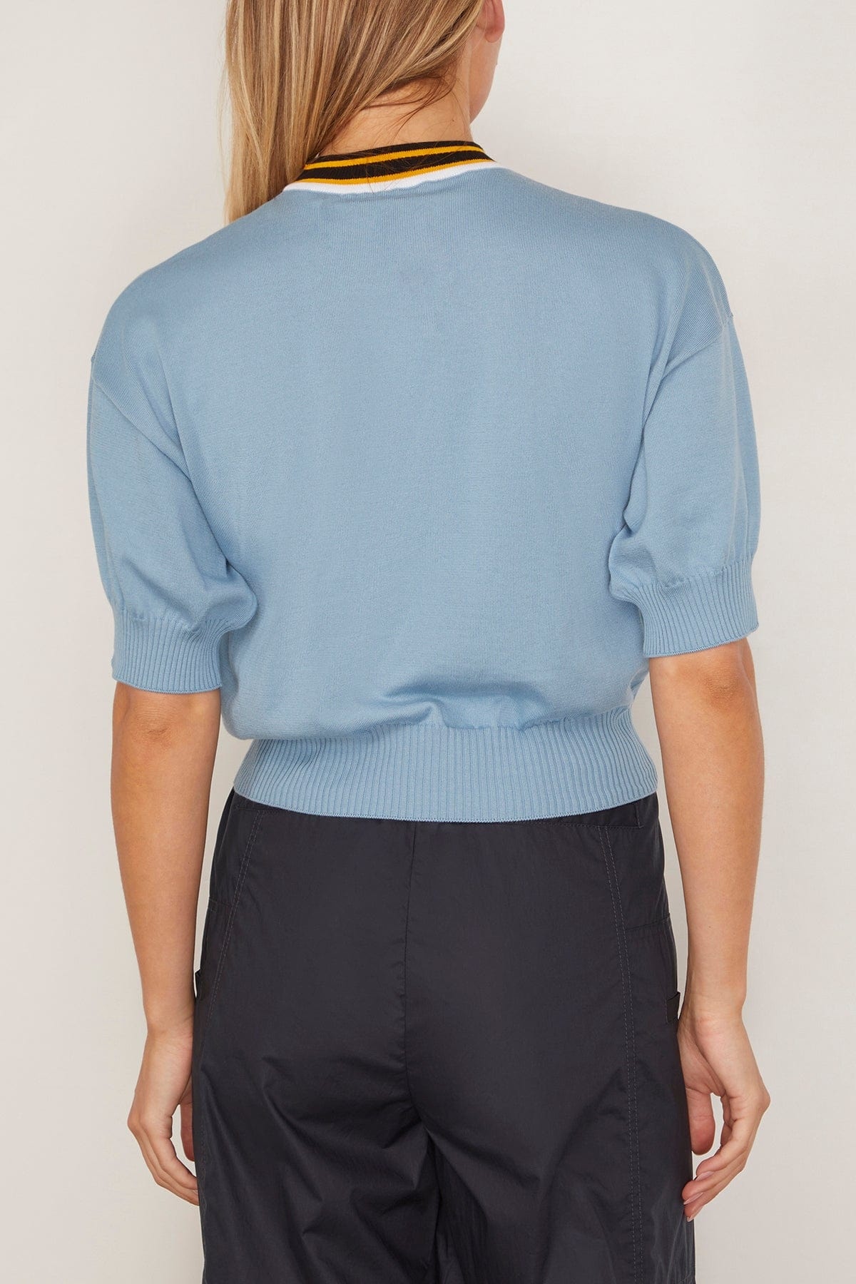 Short Sleeve Knit Top in Sky Blue - 4