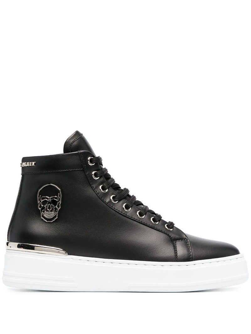 Skull high-top leather sneakers 1