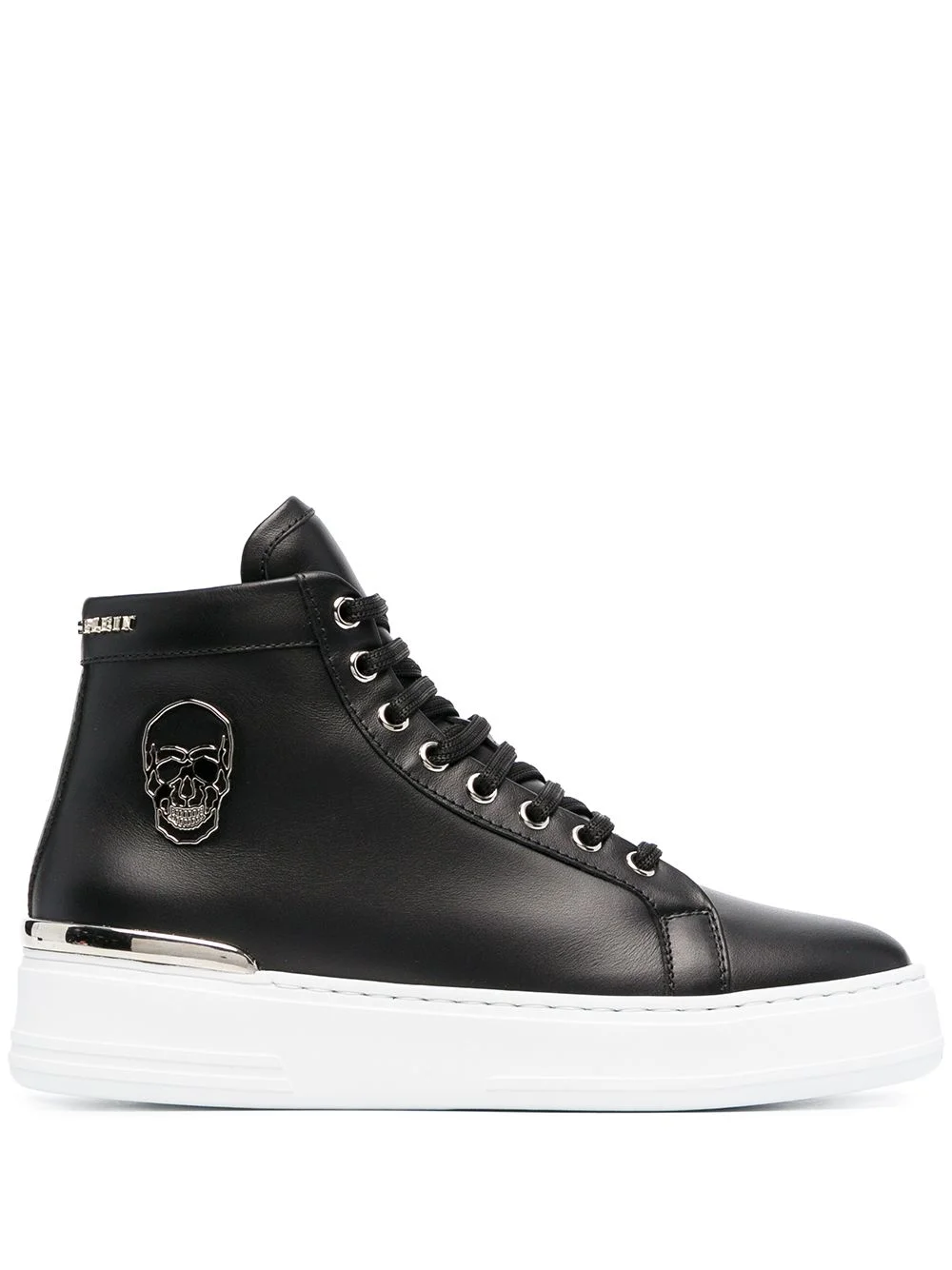 Skull high-top leather sneakers - 1