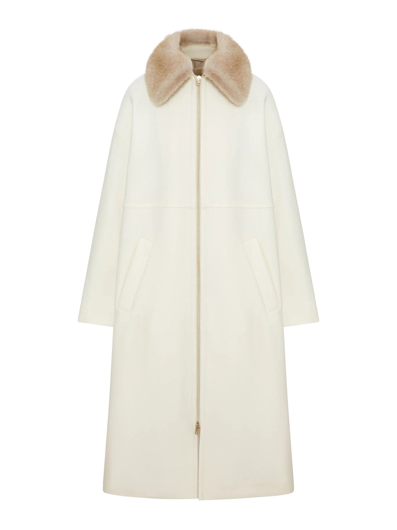 LONG COAT WITH FUR COLLAR - 1