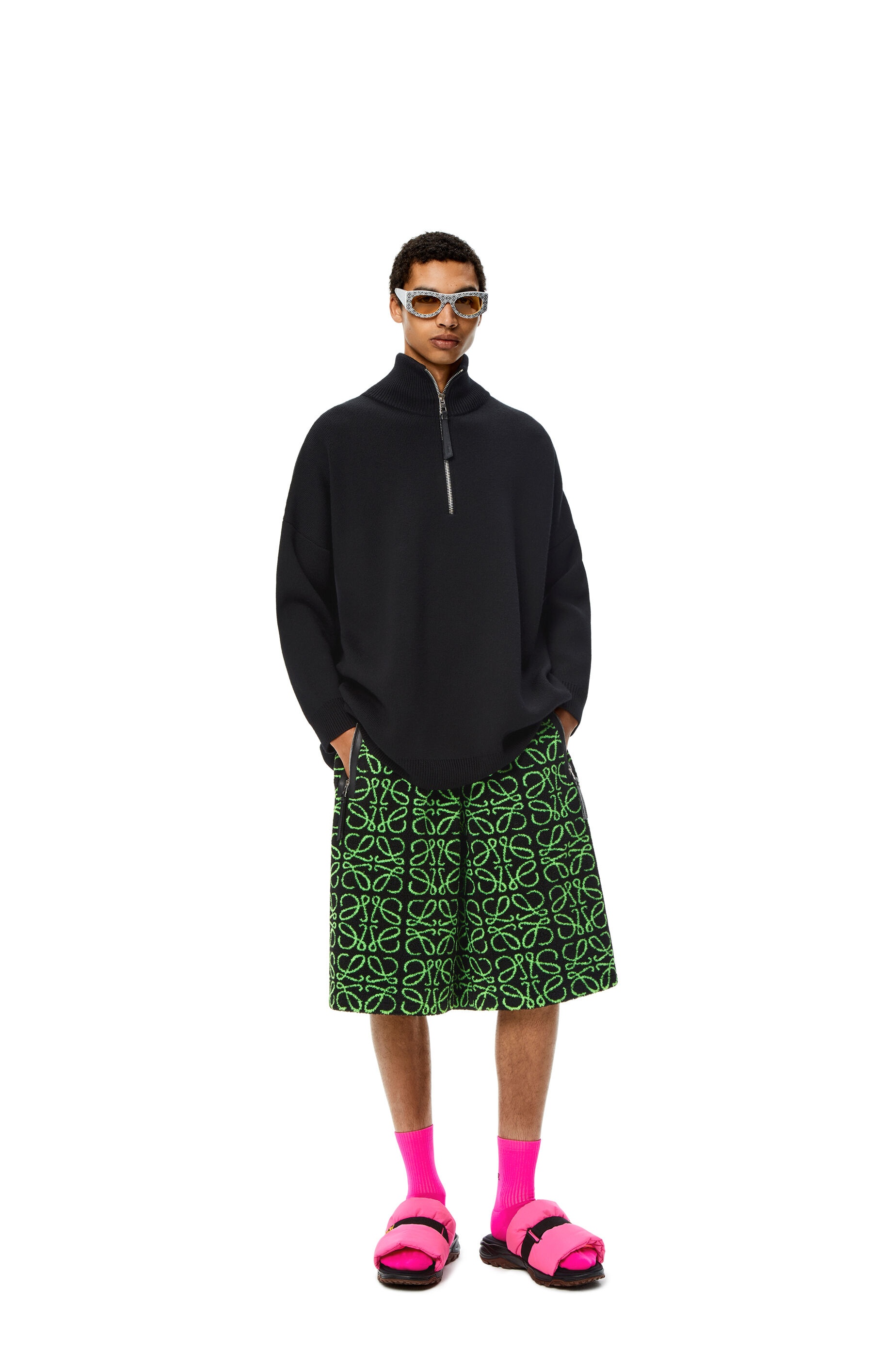 Bermuda shorts in Anagram jacquard fleece - 2