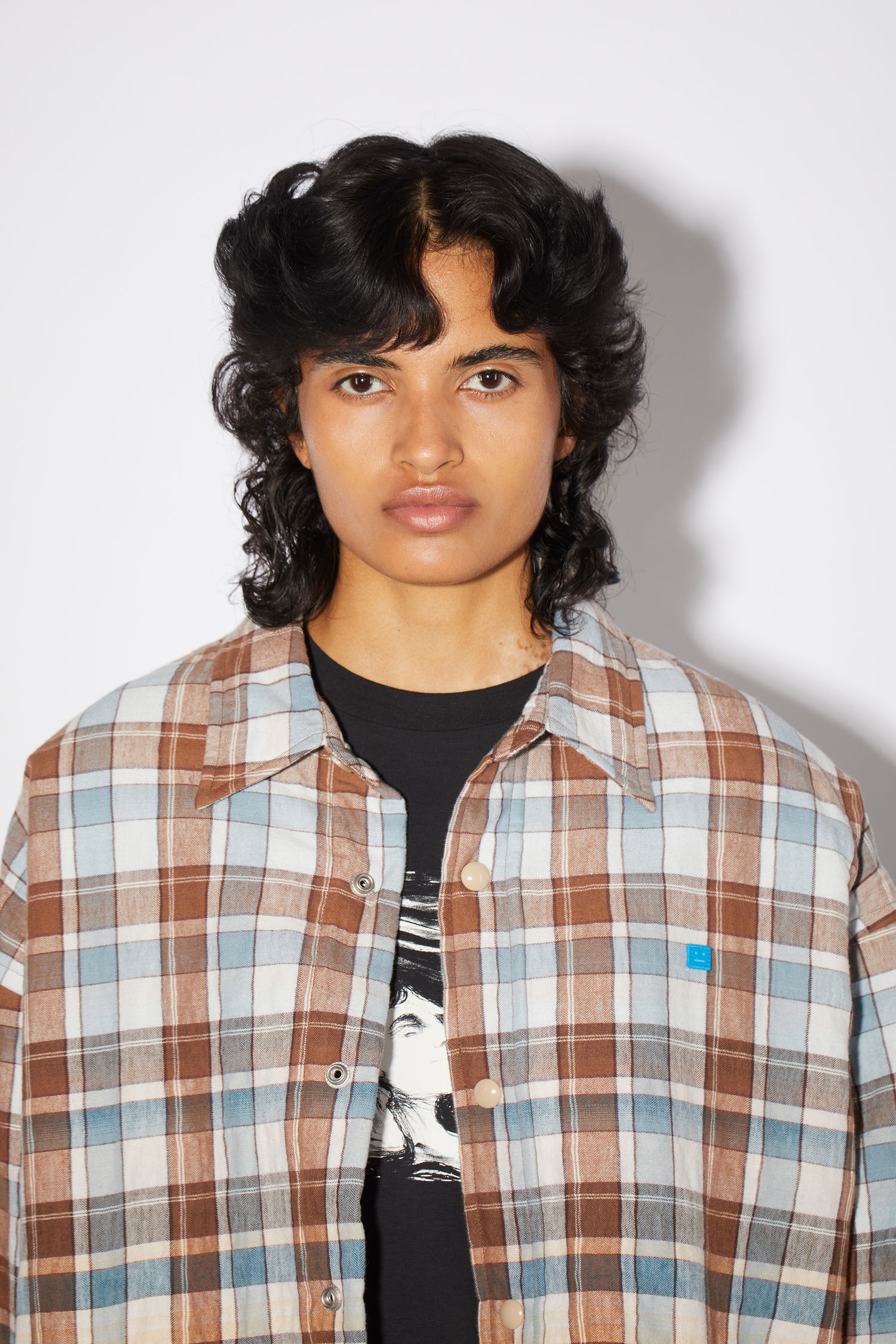 Oversized shirt - Blue/peach - 6