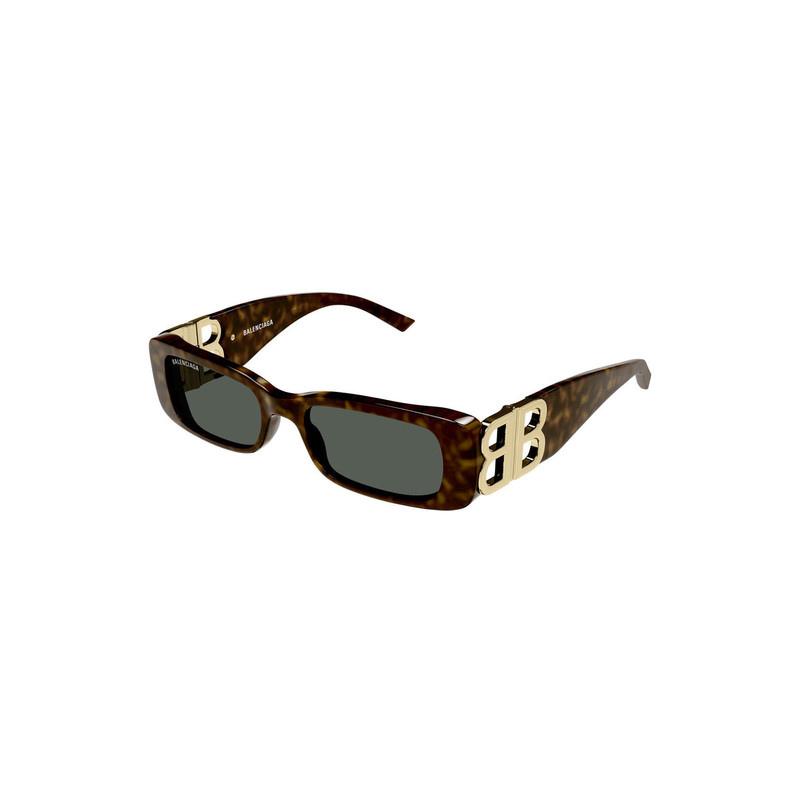 BALENCIAGA WOMEN'S DYNASTY RECTANGLE SUNGLASSES (HAVANA/GOLD) outlook