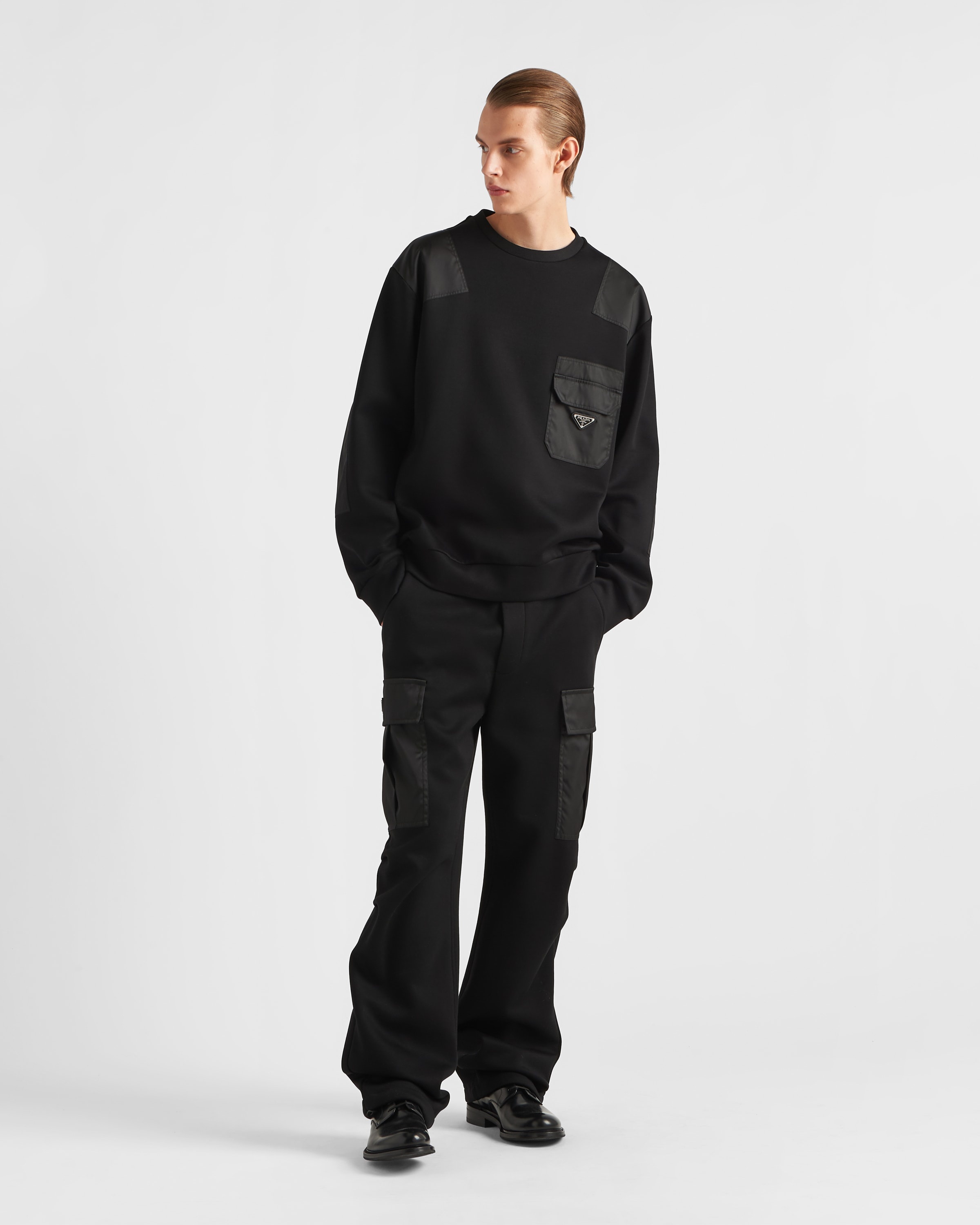 Cotton fleece pants with Re-Nylon details - 2