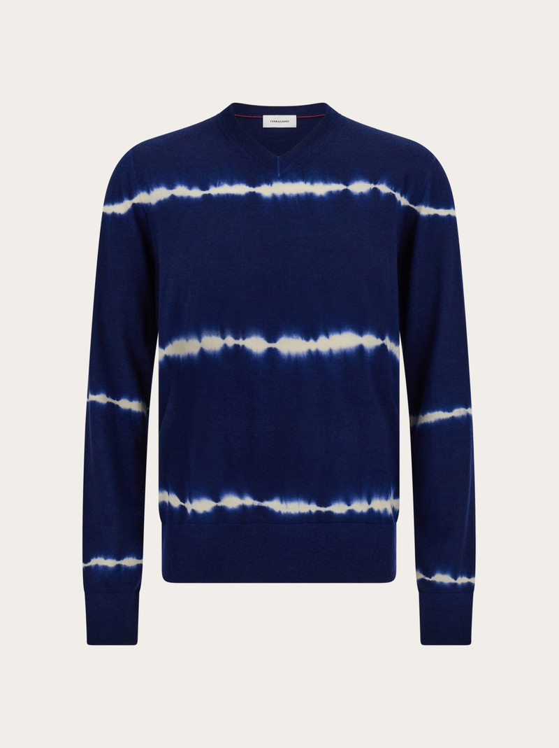 Tie dye wool V-neck pullover 1