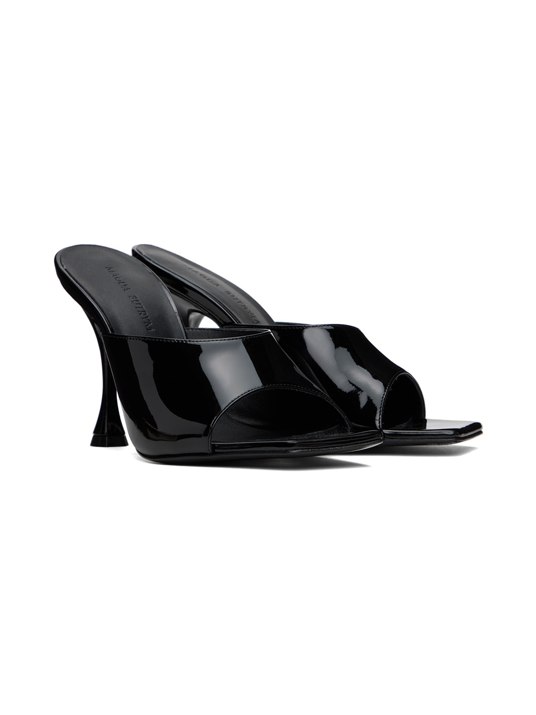 Black Square Toe Mules - 4
