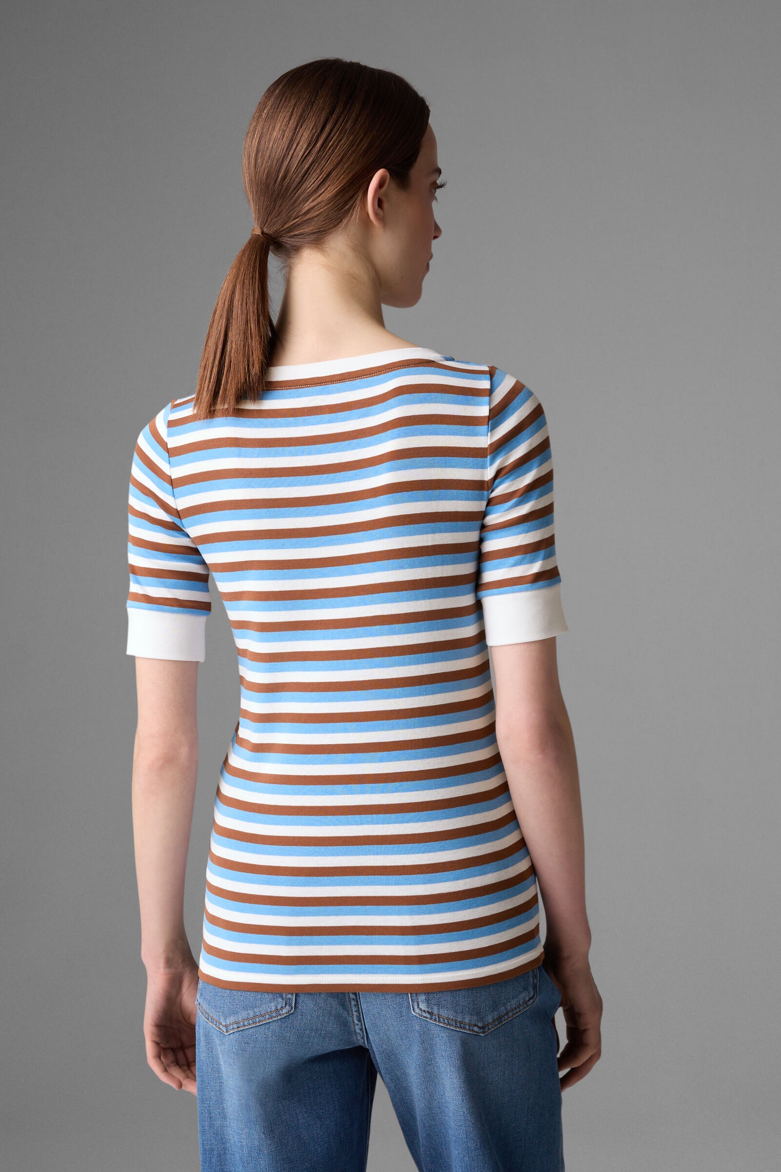 Jackie T-shirt in Light blue/Brown - 3