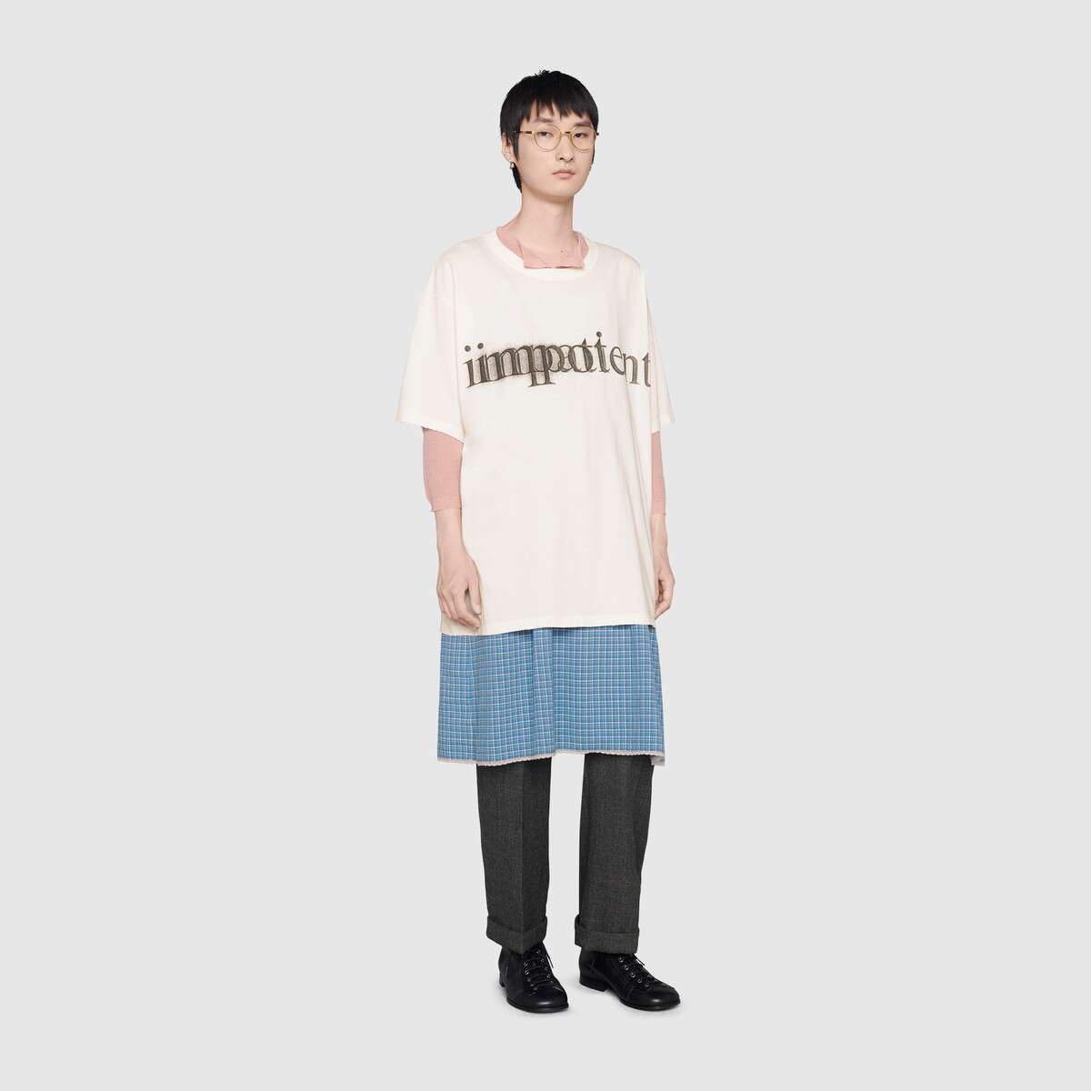 'impatient/impotent' print oversize T-shirt - 2