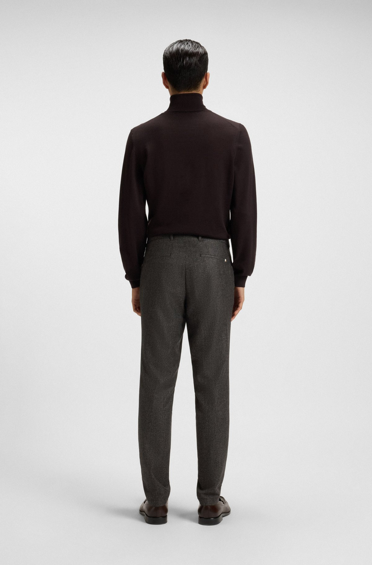 SLIM-FIT PANTS IN MICRO-PATTERNED VIRGIN WOOL - 4