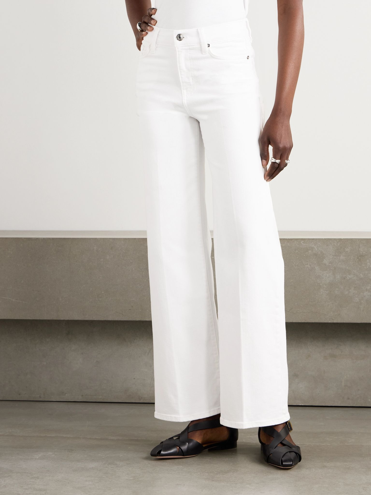Le Slim Palazzo high-rise wide-leg jeans White - 3