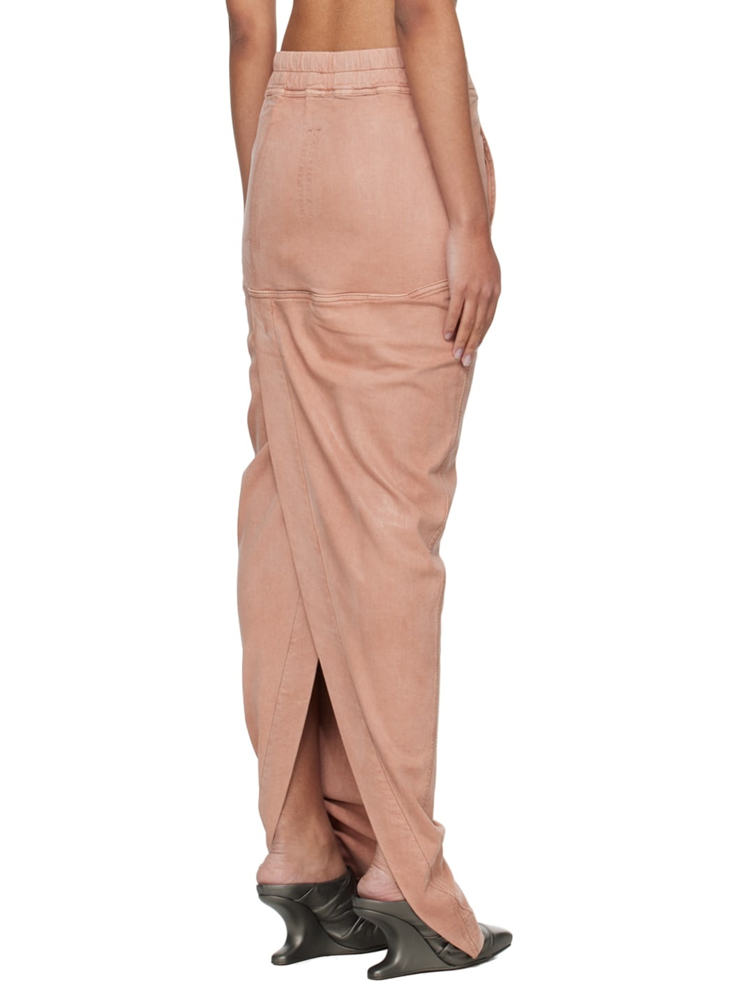 Pink Pull On Pillar Denim Maxi Skirt - 3