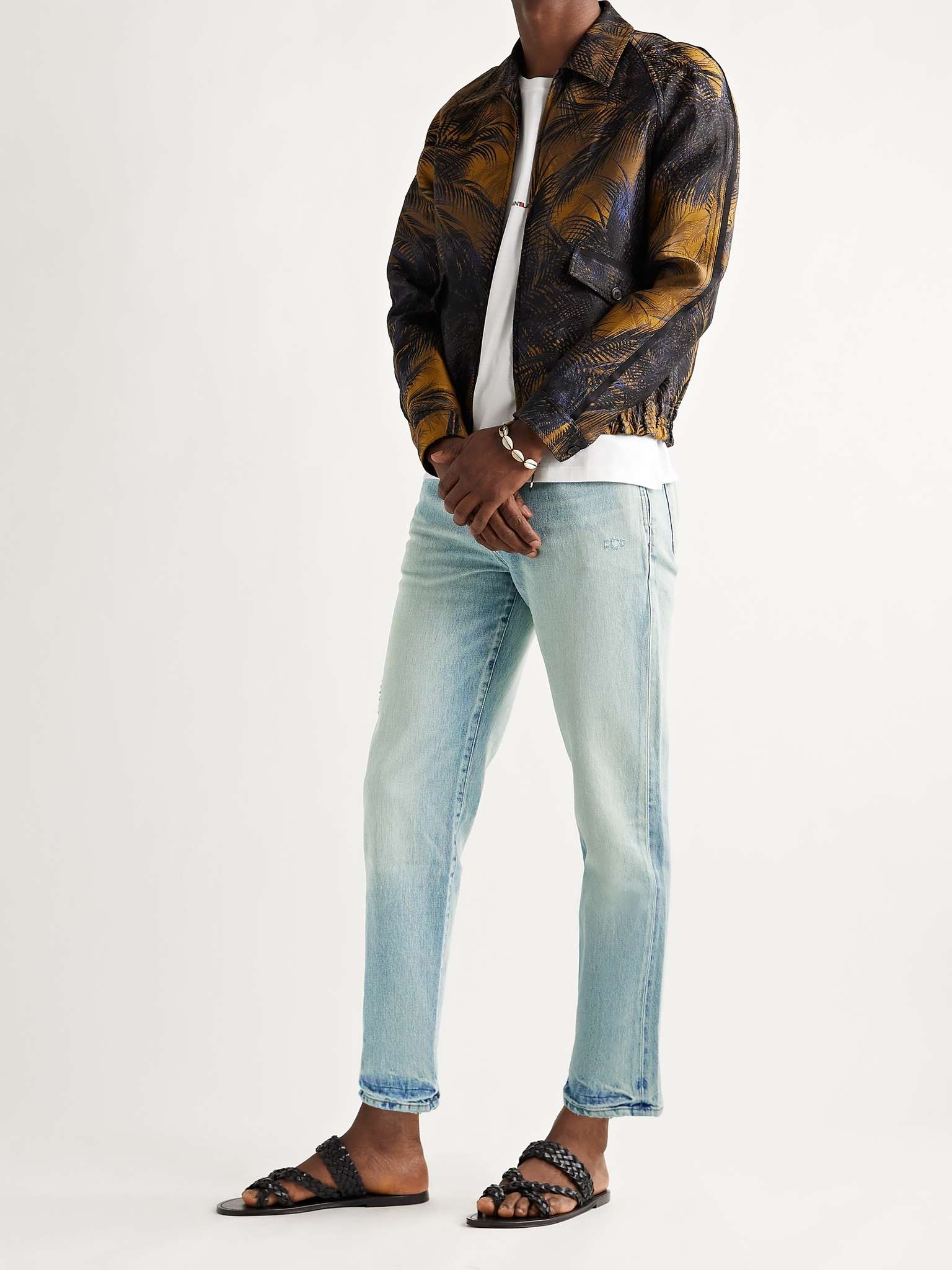 Slim-Fit Tapered Distressed Denim Jeans - 2