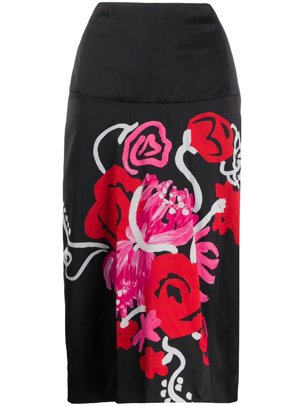 brushstroke floral print skirt - 1