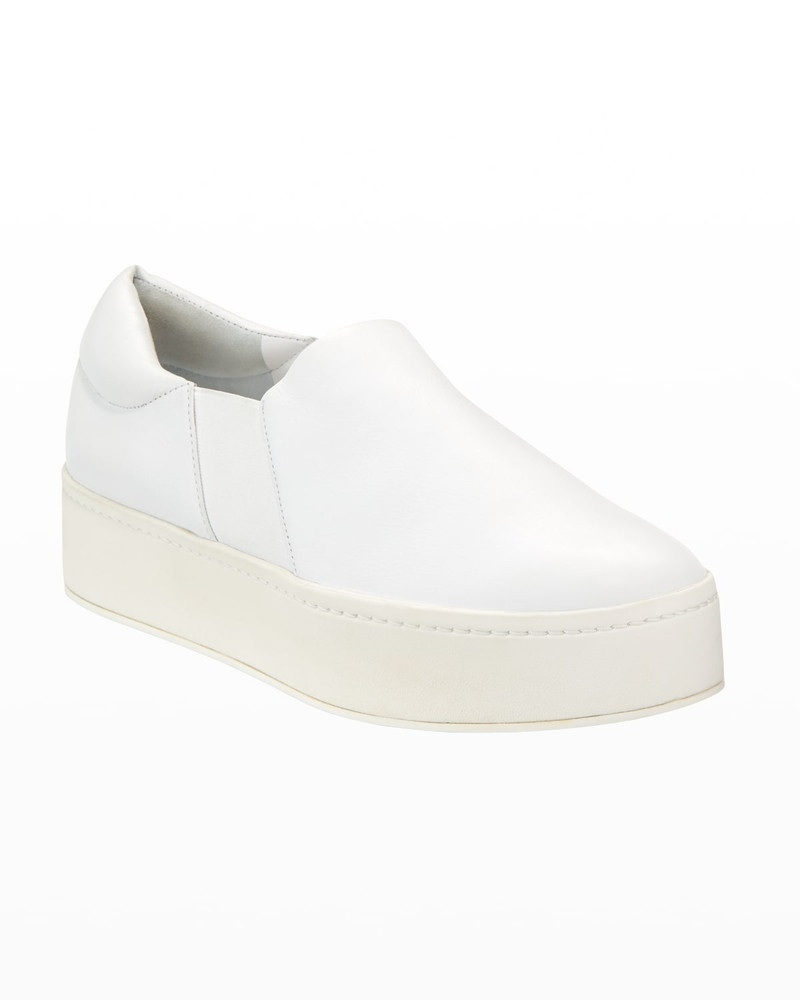 Vince Warren Leather Platform Skate Sneakers, Plaster White outlook