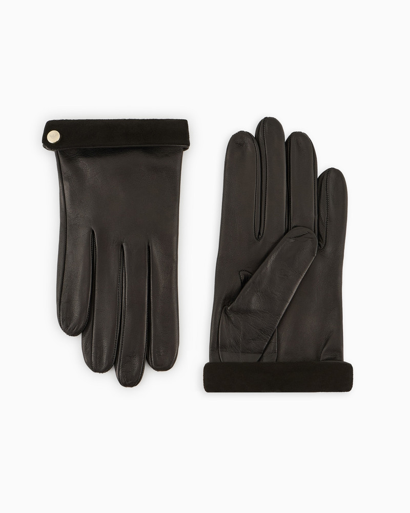 Nappa-leather gloves with suede trim 1