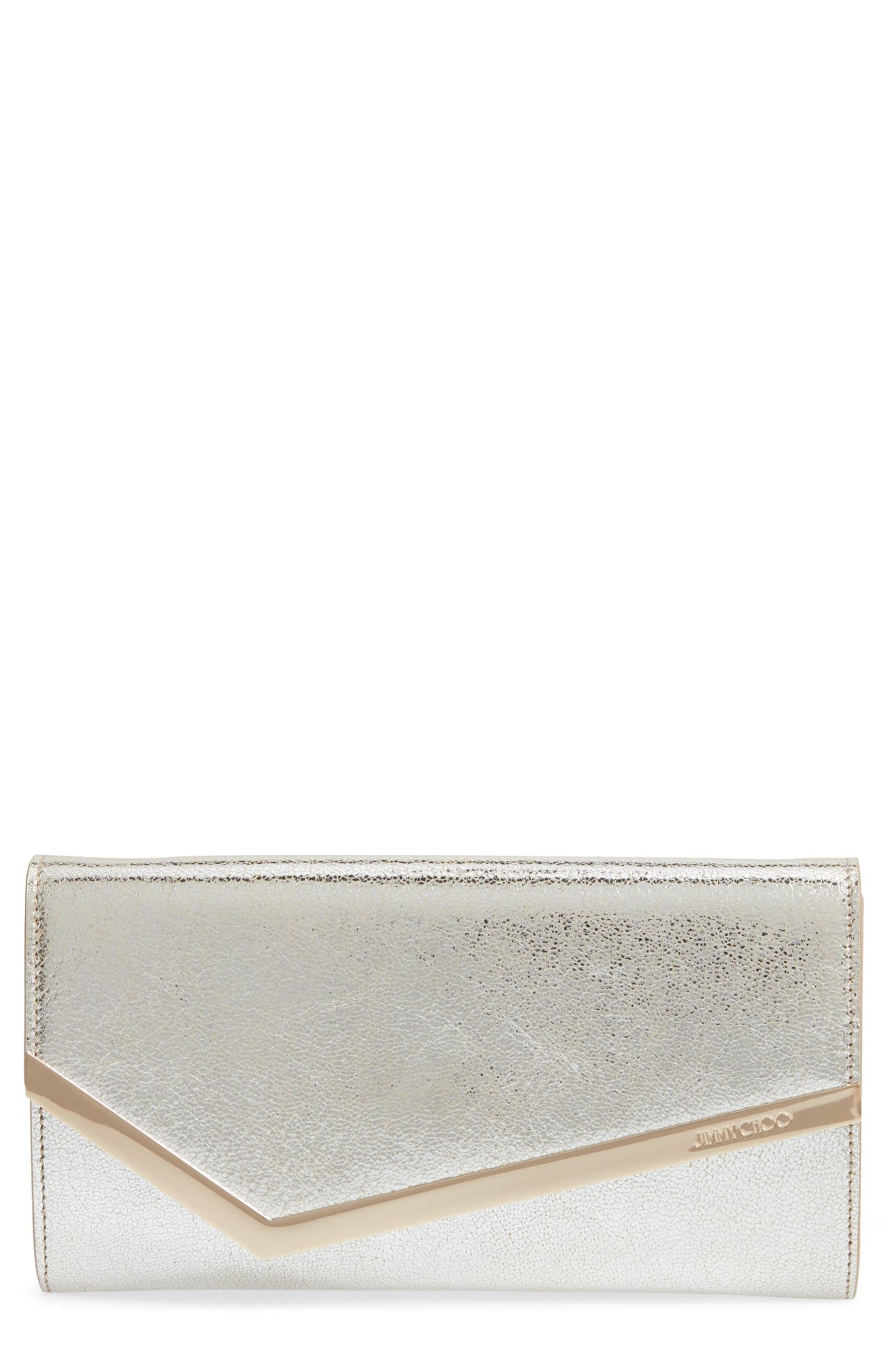 Jimmy Choo Emmie Glitter Leather Clutch in Champagne at Nordstrom - 1