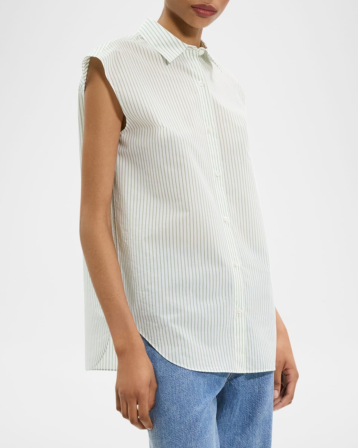 Stripe Sleeveless Boyfriend Shirt - 5