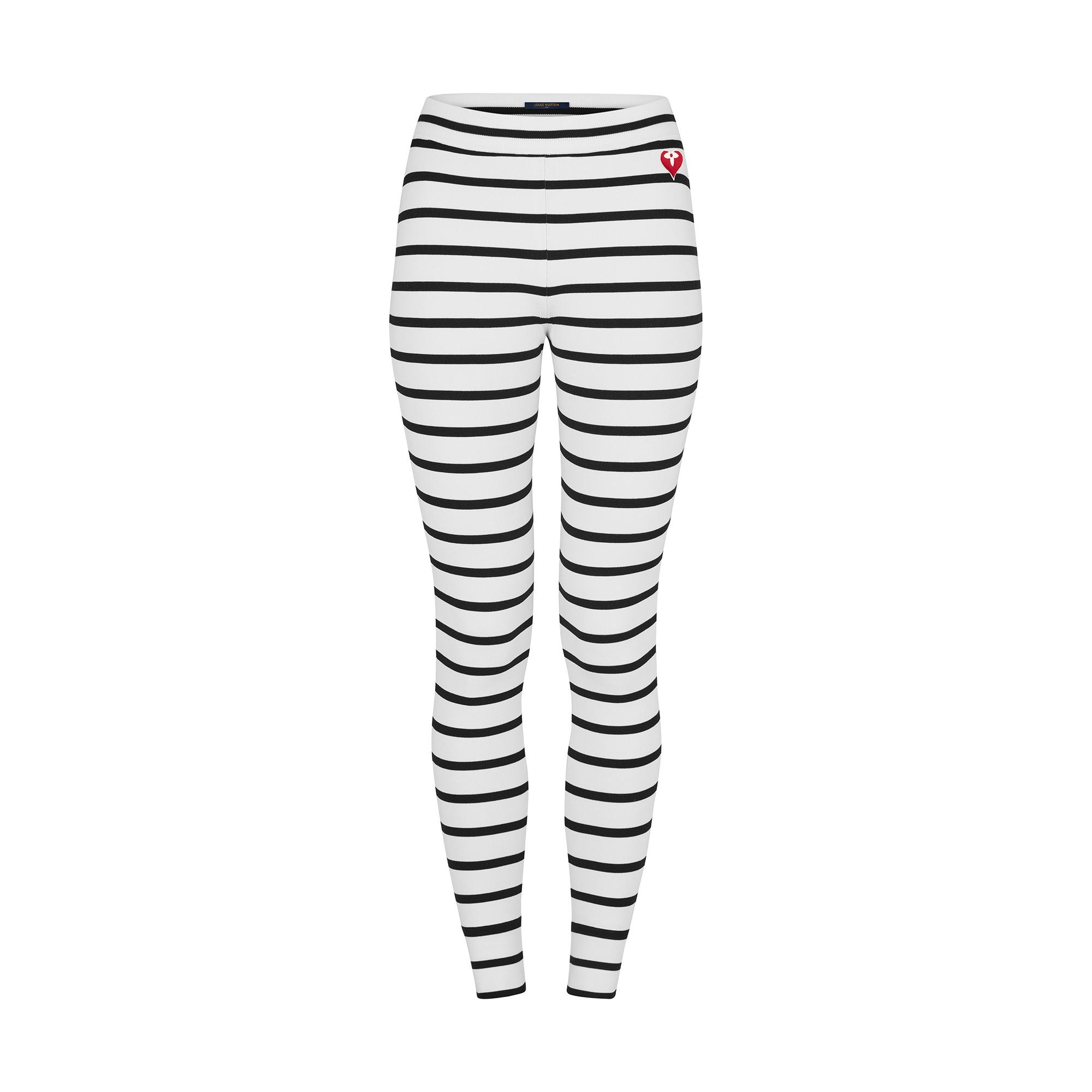 Horizontal Stripe Stretch Silk-Blend Leggings  - 1