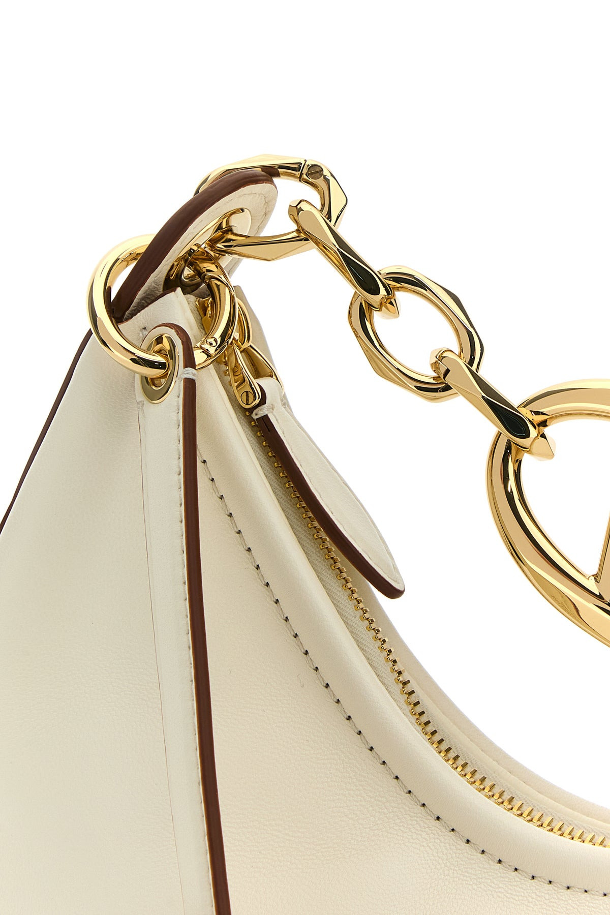 Ivory leather mini Hobo VLogo Moon handbag - 4