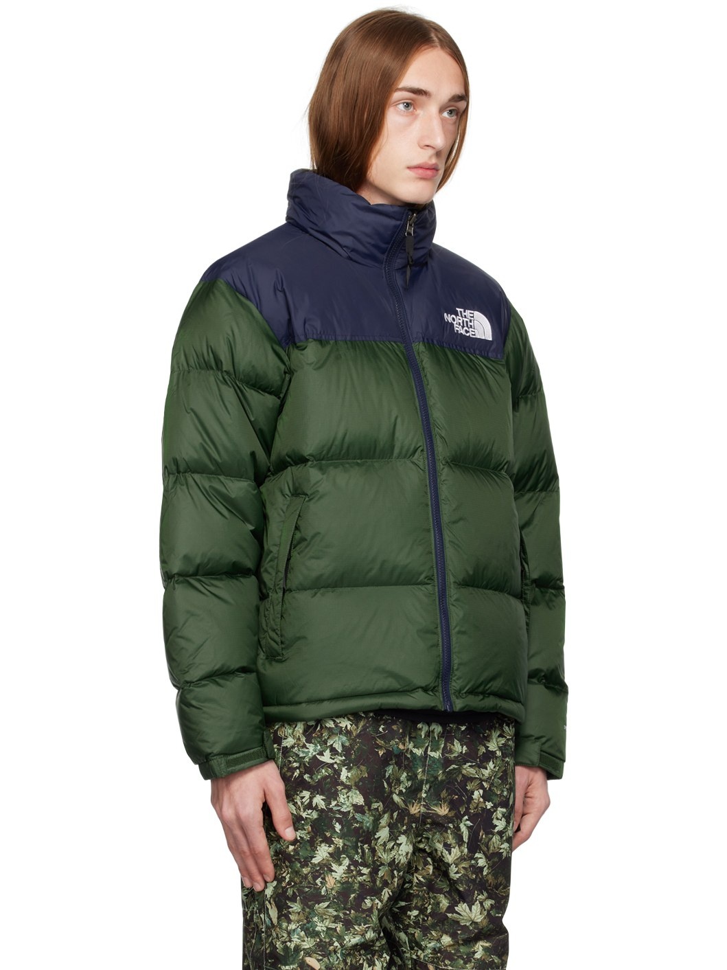 Green & Navy 1996 Retro Nuptse Down Jacket - 2