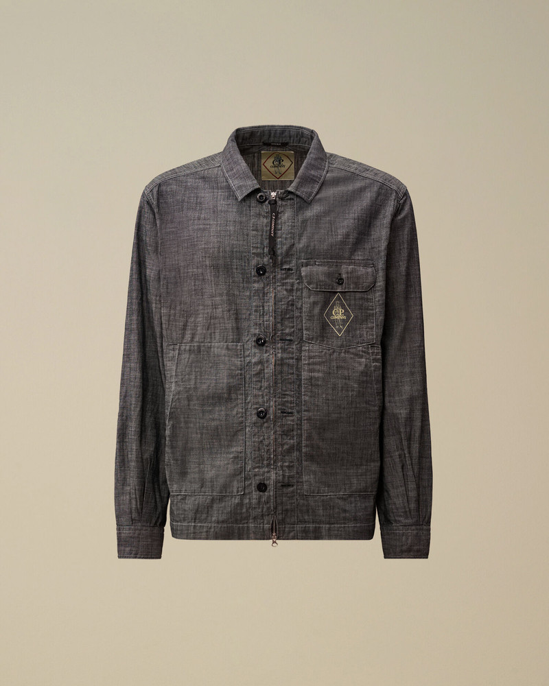 Chambray Long Sleeve Zip Shirt 1