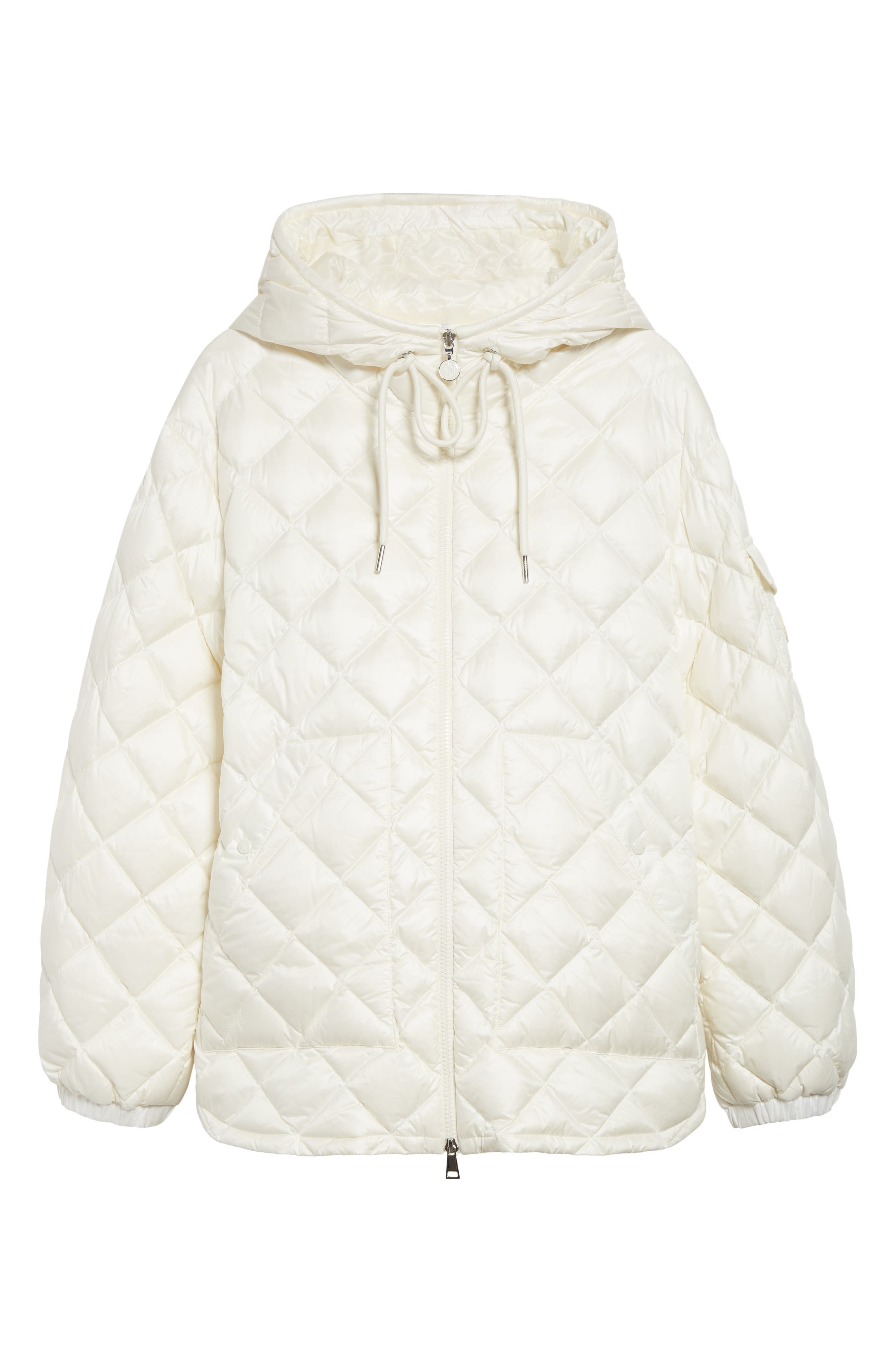 Moncler Diamond Quilted Down Hooded Jacket in Silk White at Nordstrom - 7