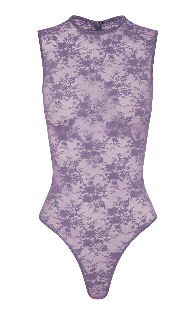 Sheer Stretch-Lace Bodysuit purple 1