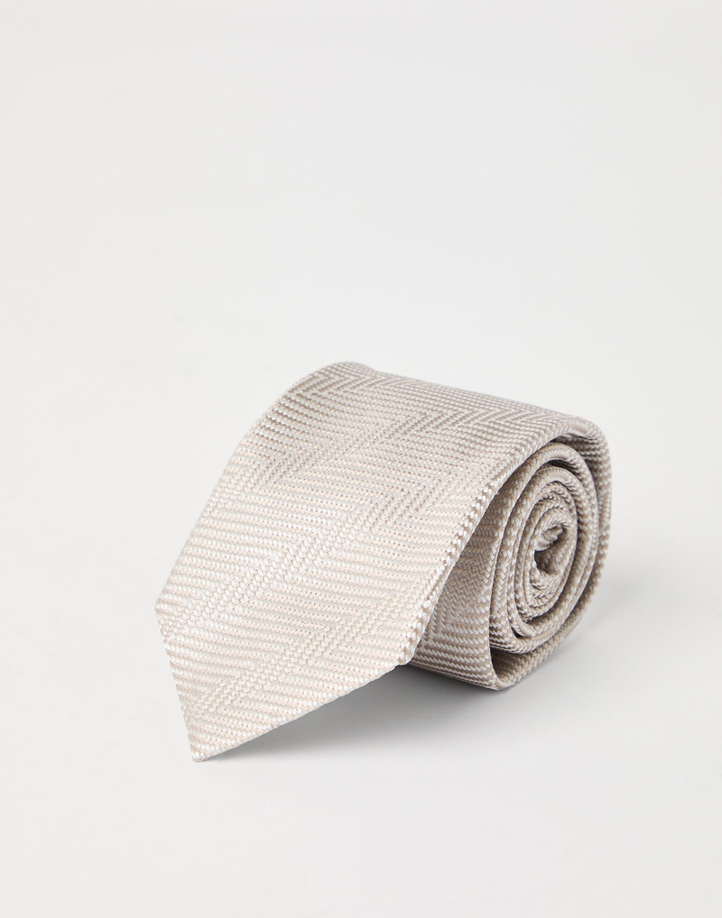 Brunello Cucinelli Silk chevron tie outlook