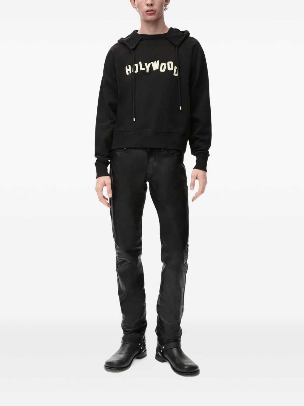 leather-panel trousers - 2