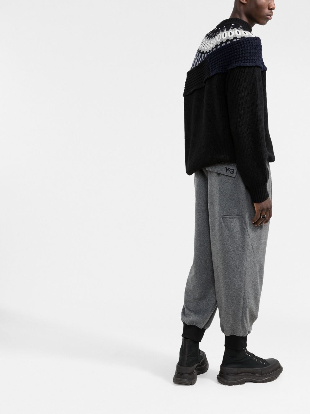 flannel belt-waist trackpants - 4