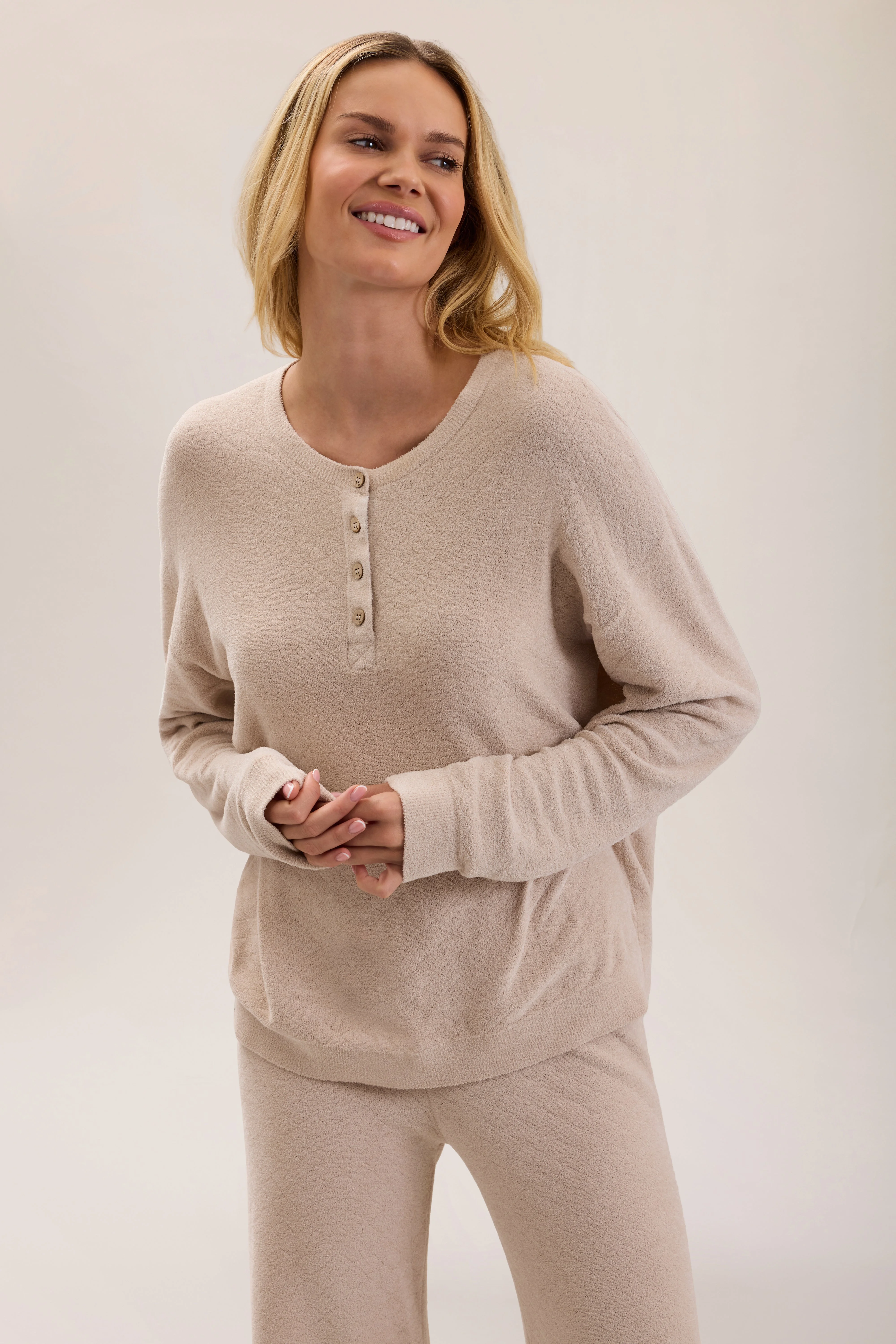 CozyChic Ultra Lite® Diamond Quilt Henley - 1