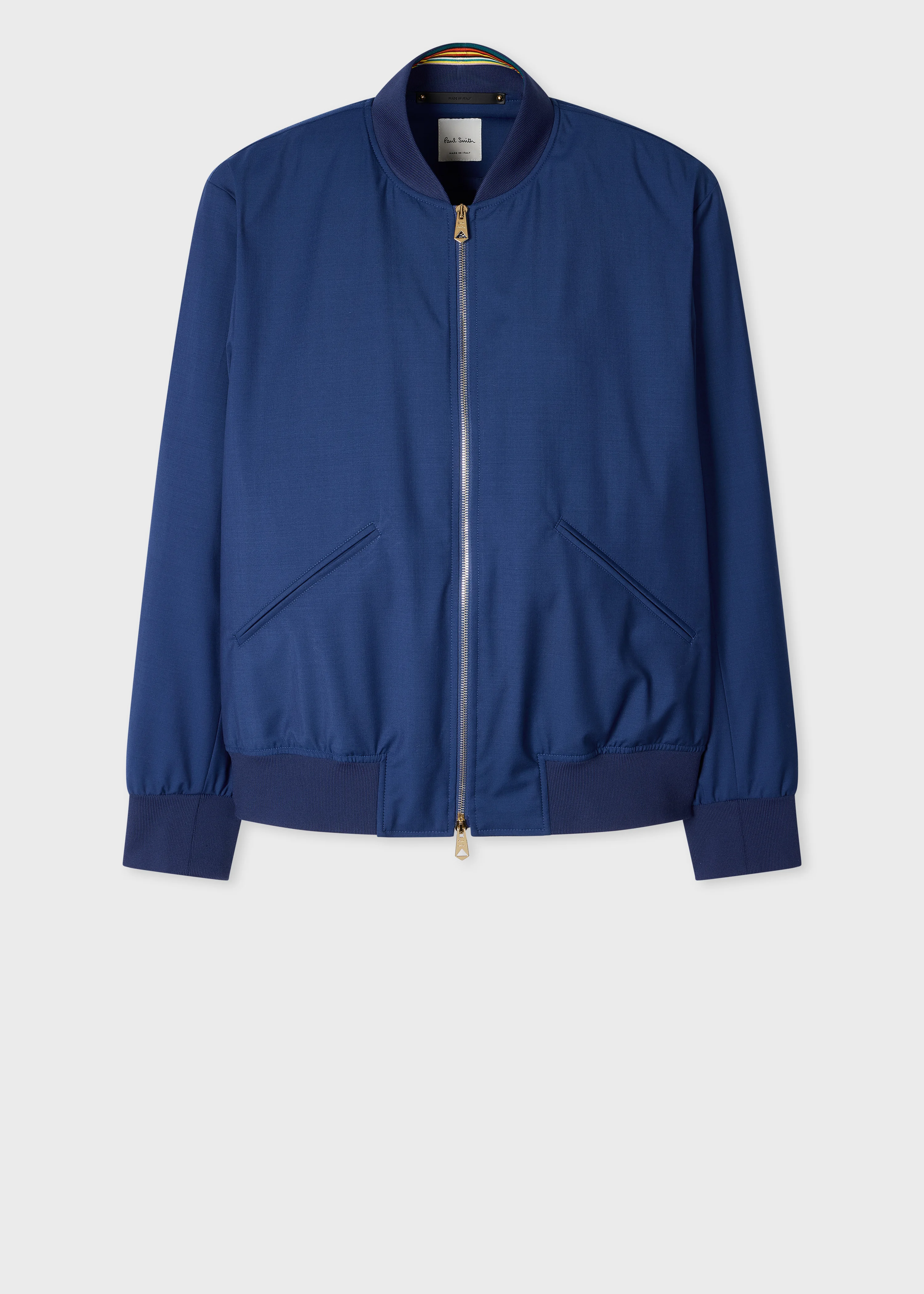 Cobalt Blue 'Storm System' Wool Bomber Jacket - 1