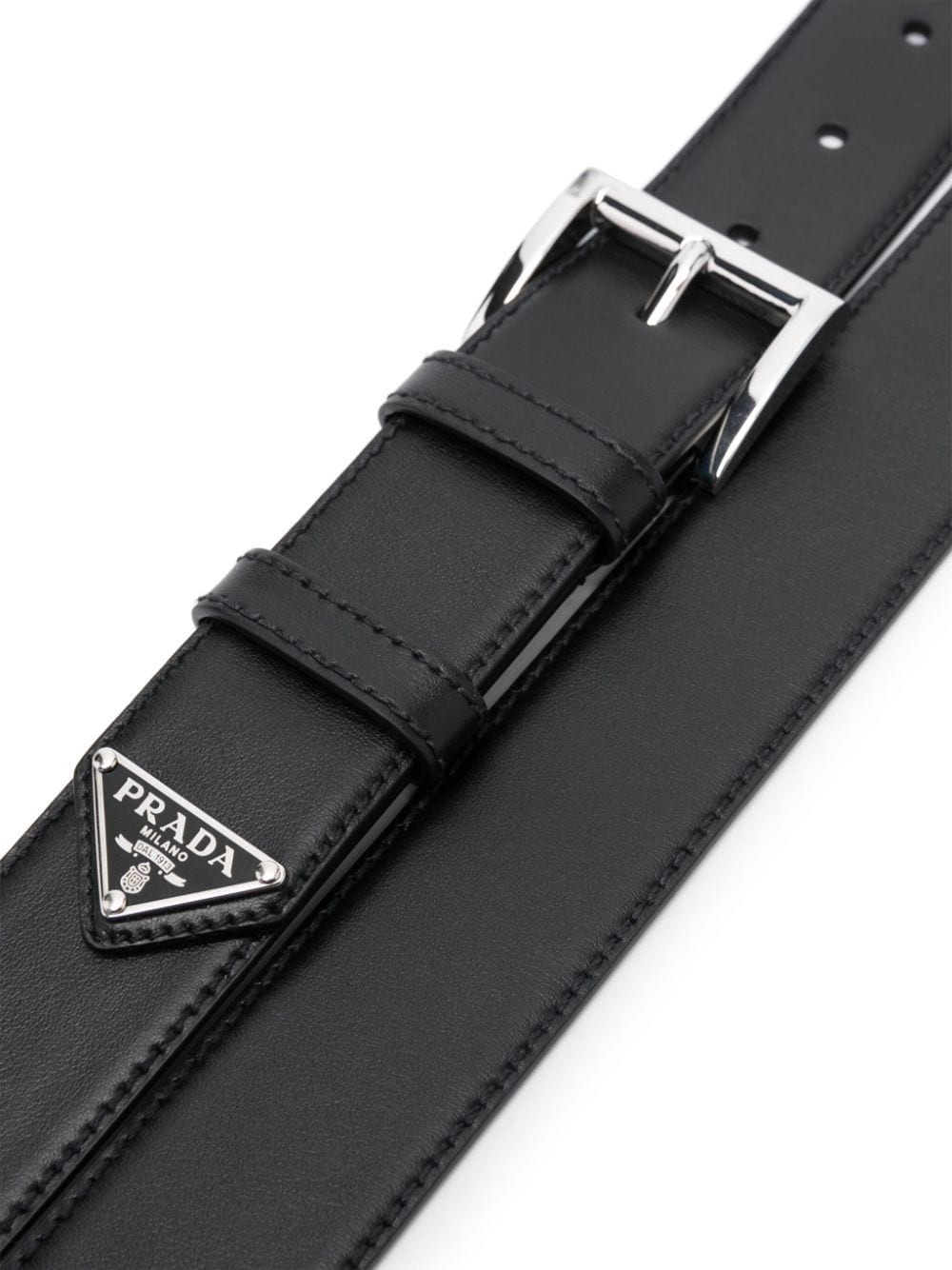 enamel-triangle-logo leather belt - 2
